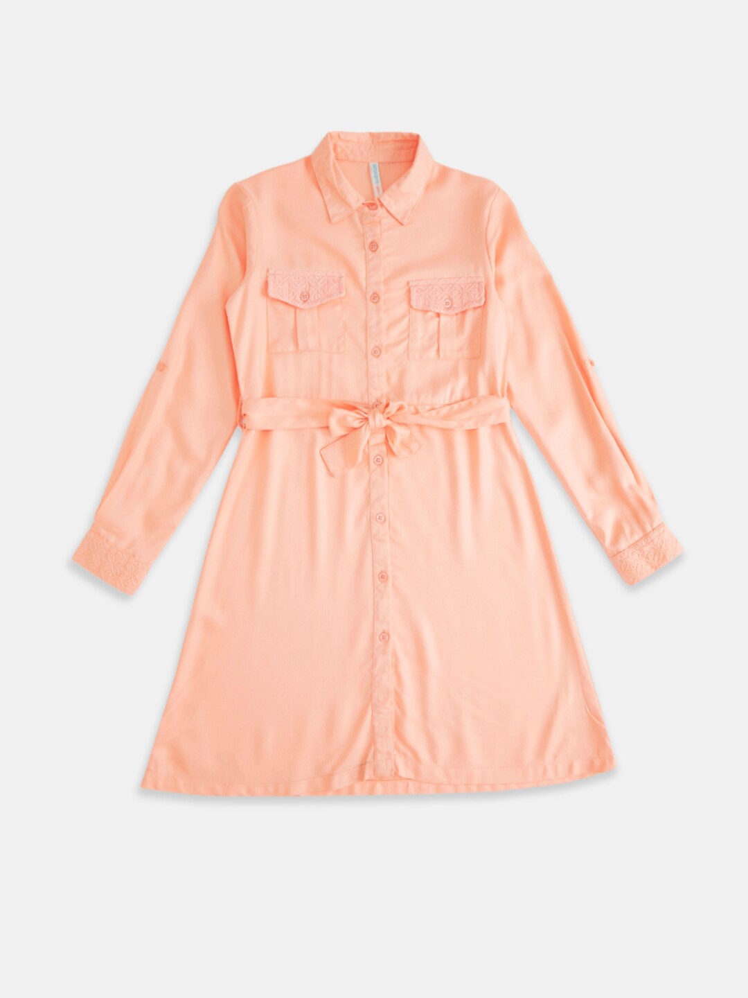

Pantaloons Junior Peach-Coloured Shirt Dress