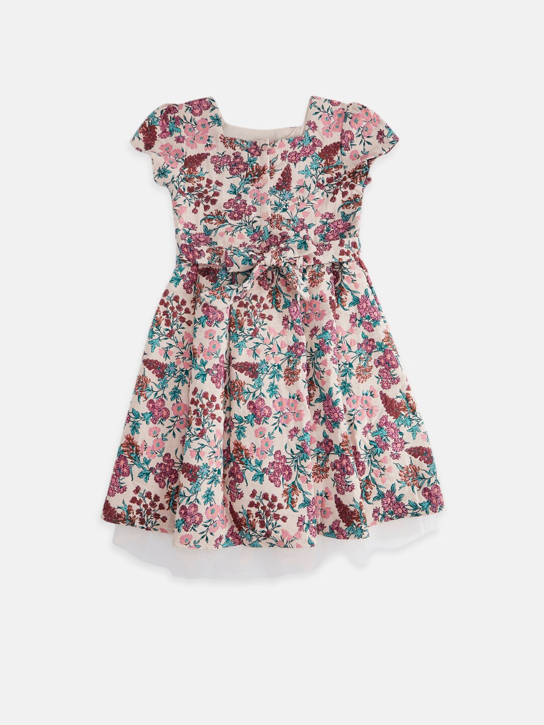 

Pantaloons Junior Peach-Coloured Floral Lace Dress