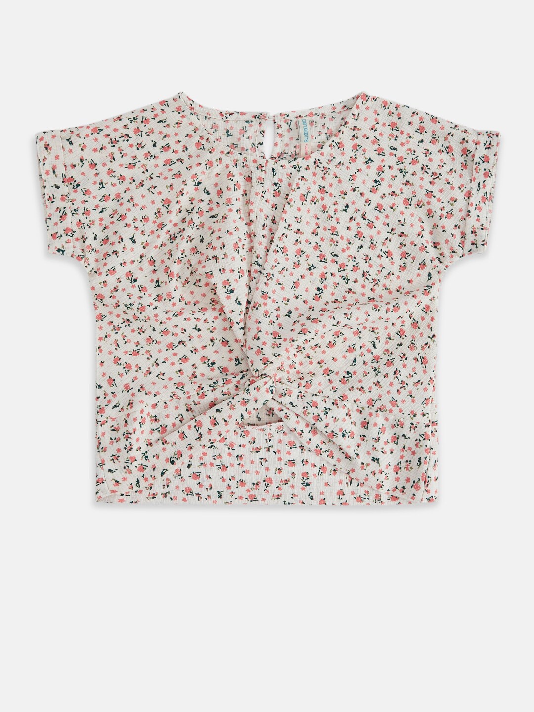 

Pantaloons Junior Off White Floral Print Extended Sleeves Top