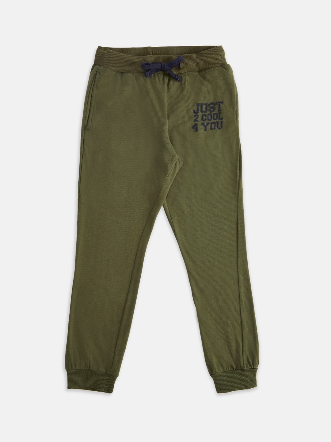 

Pantaloons Junior Boys Olive Green Solid Cotton Joggers