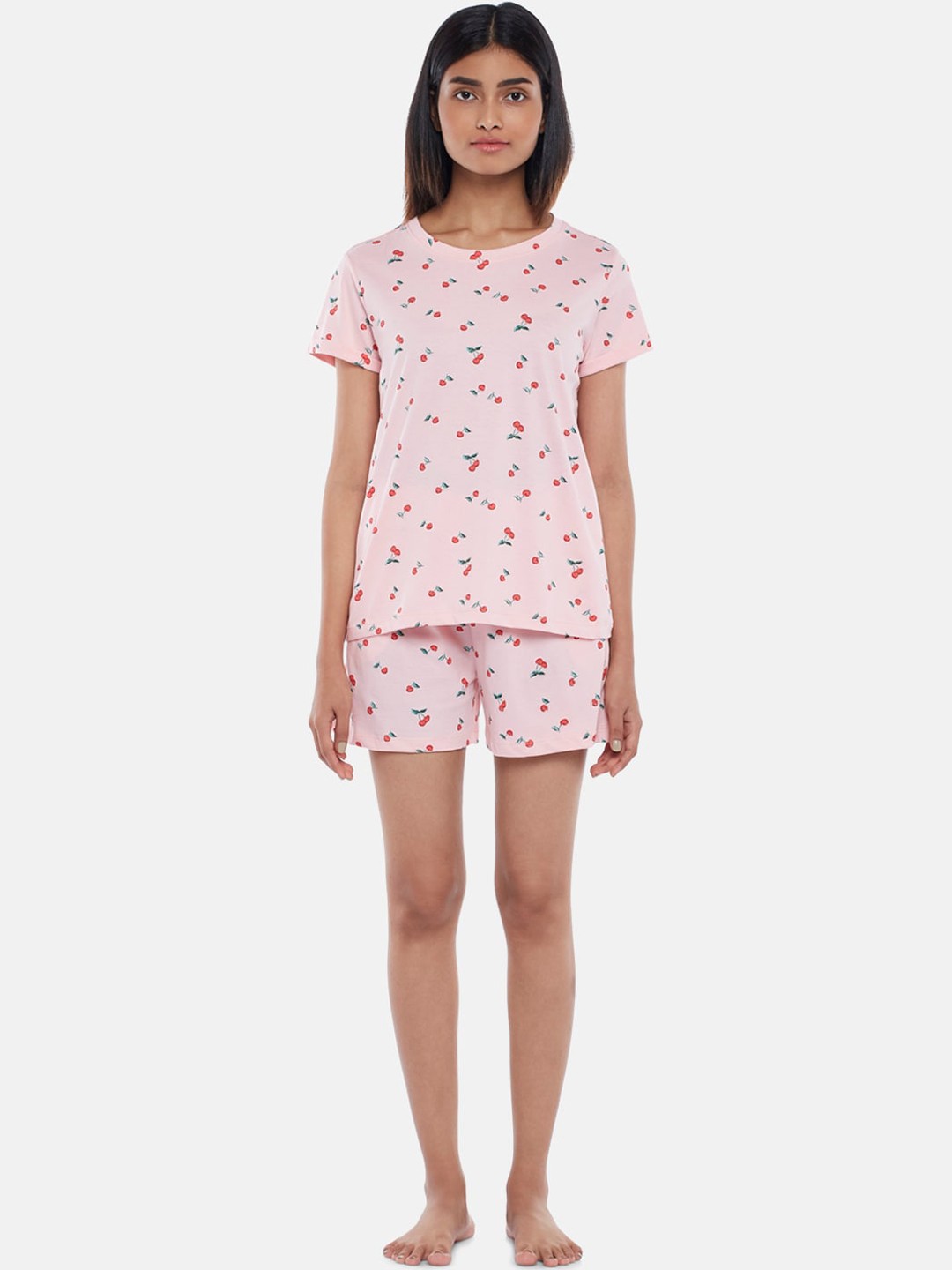 

Dreamz by Pantaloons Women Pink & Red Printed Night suit