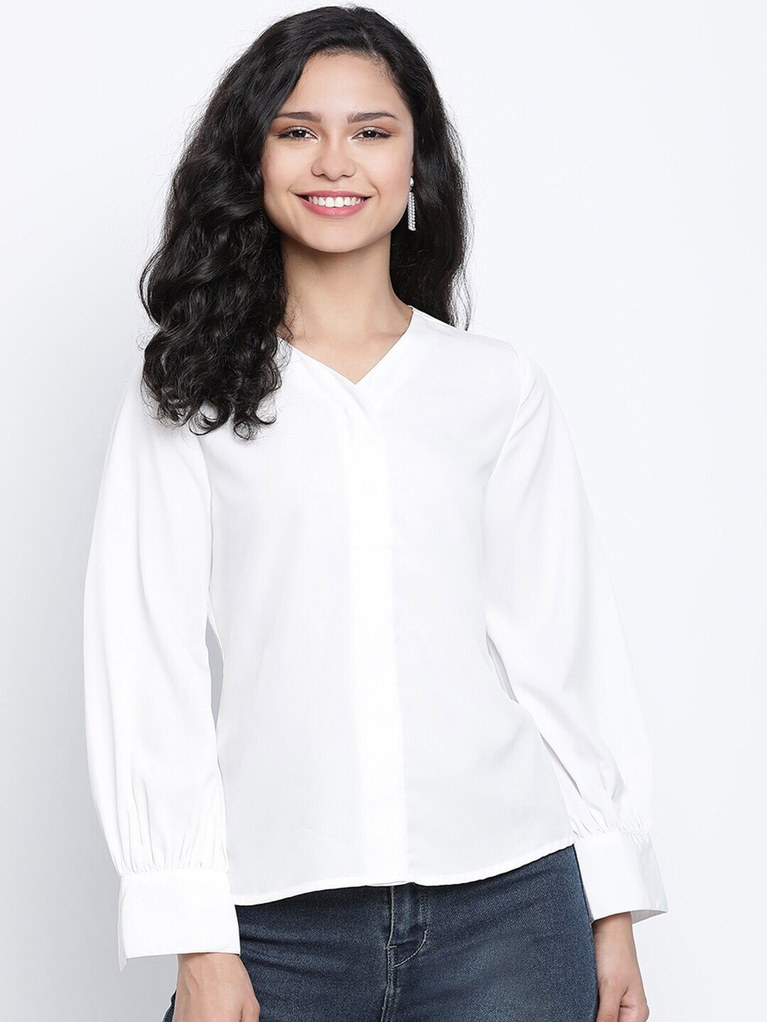 

DRAAX Fashions White Shirt Style Top