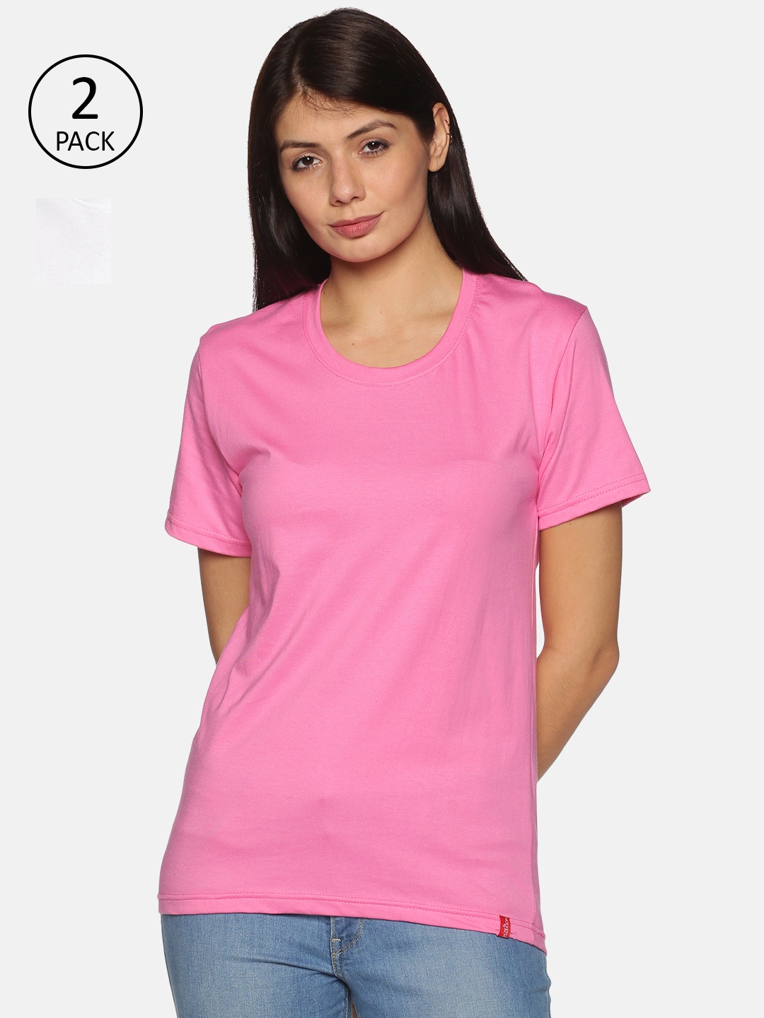 

NOT YET by us Women White 2 Drop-Shoulder Sleeves T-shirt