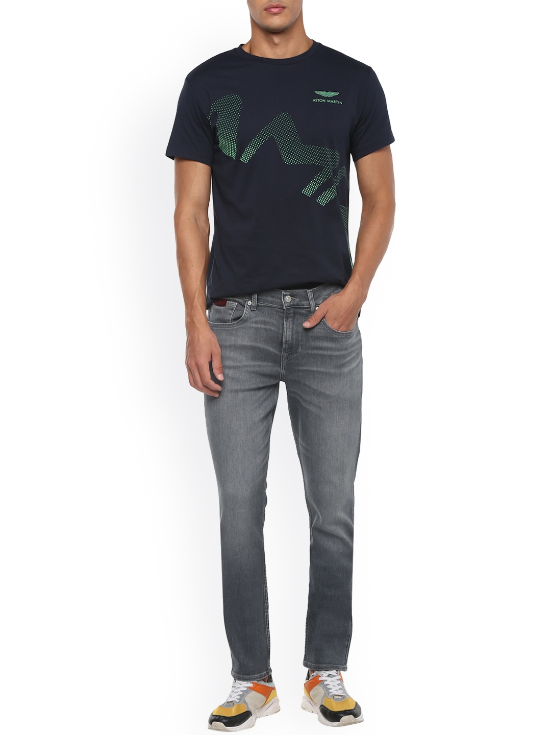 

7 For All Mankind Men Grey Jean Heavy Fade Stretchable Jeans