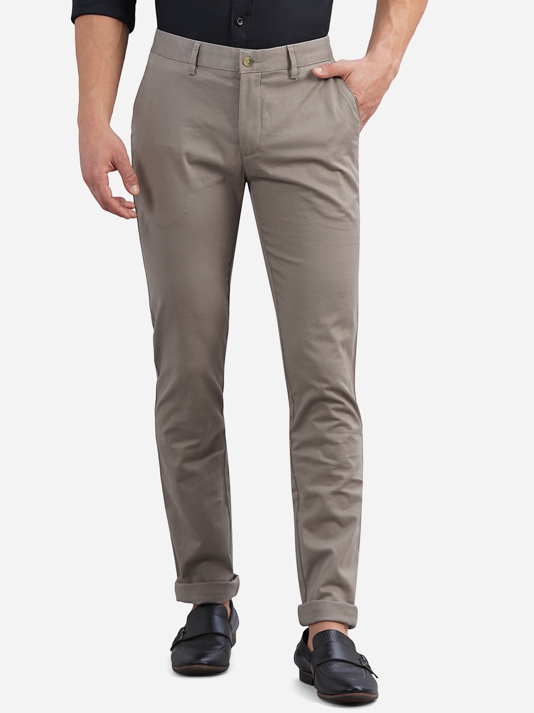 

Greenfibre Men Grey Custom Slim Fit Trousers