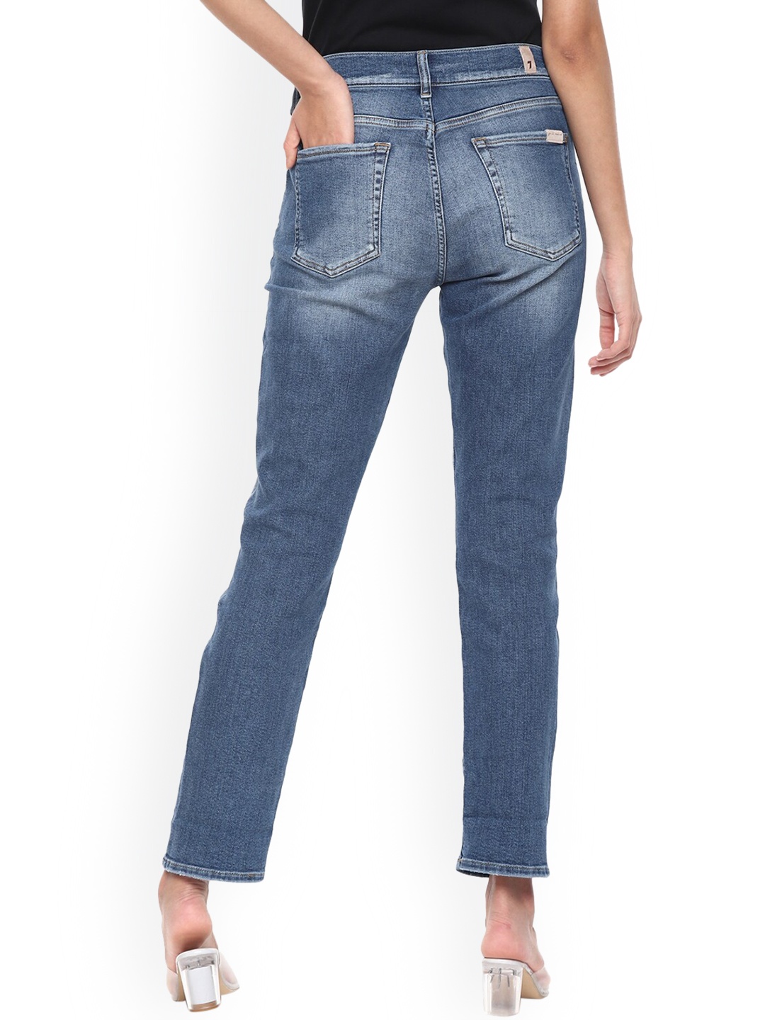 

7 For All Mankind Women Blue Jean Heavy Fade Stretchable Jeans