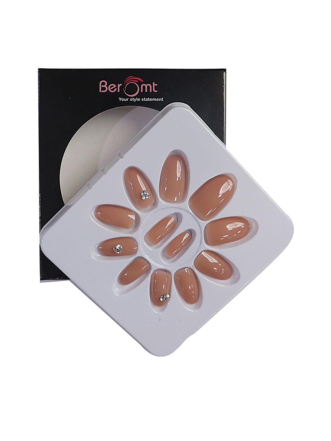

BEROMT Salon Finish Bridal & Party Press-On False Nail Tips Kit - Shade 754, Nude