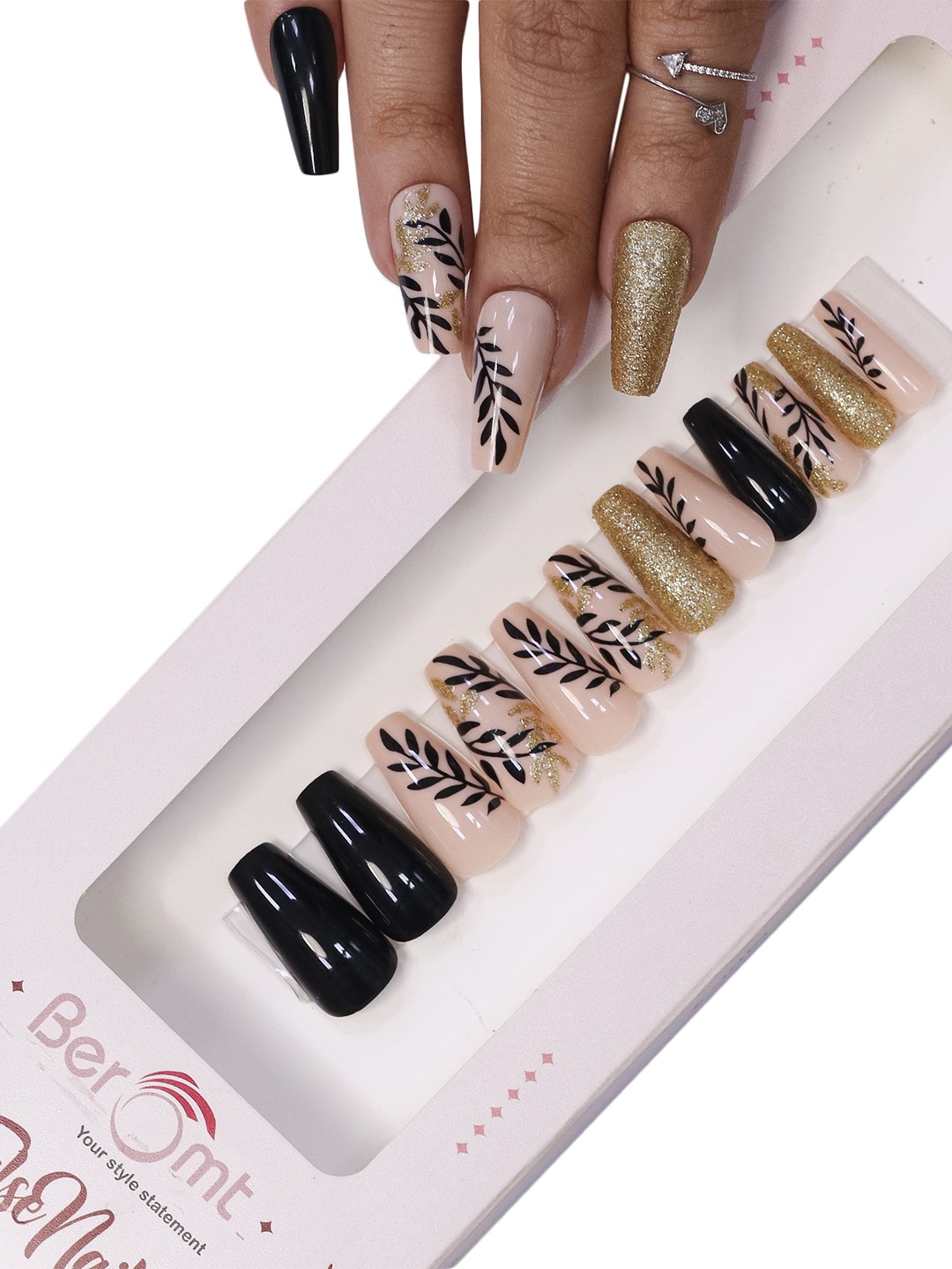 

BEROMTMulticolored Bridal & Party Fake Nails-646, Multi