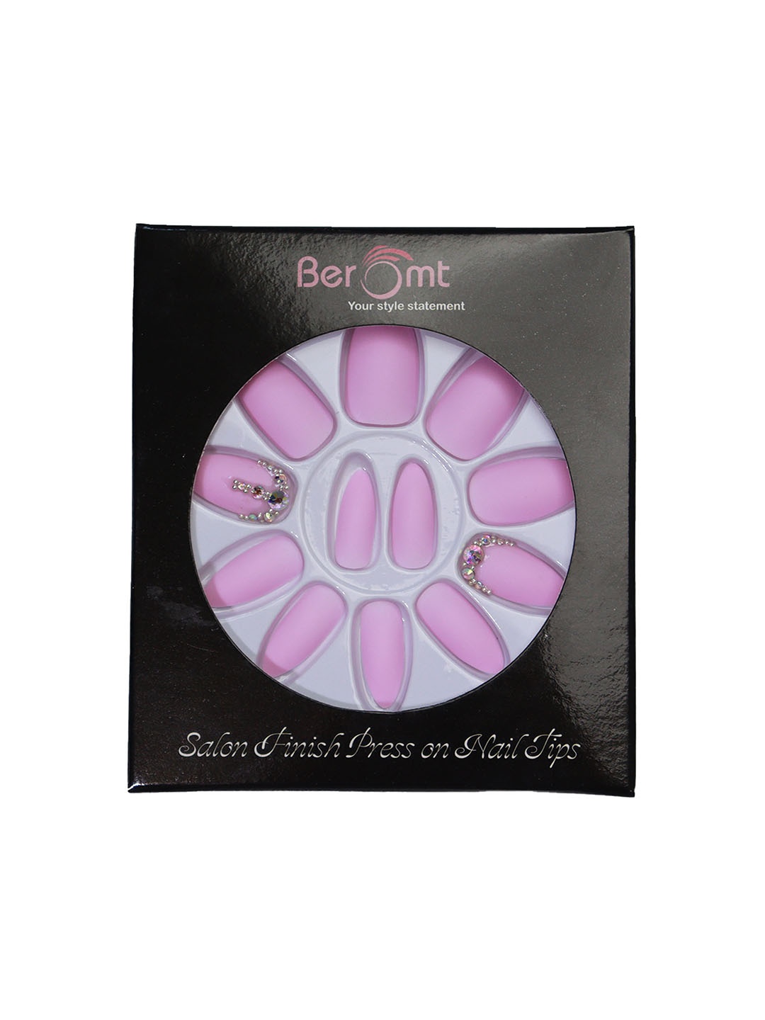 

BEROMT Salon Finish Bridal & Party Press-On False Nail Tips Kit - Shade 660, Pink