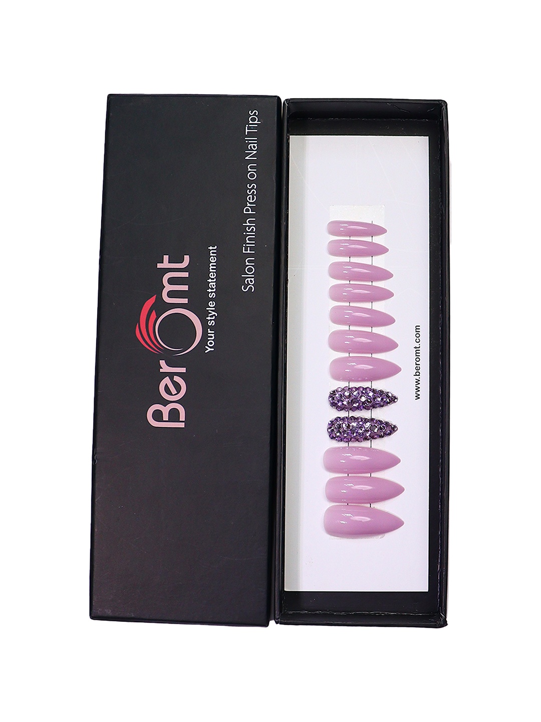 

BEROMT Women White & Black Bridal & Party Nails, Lavender