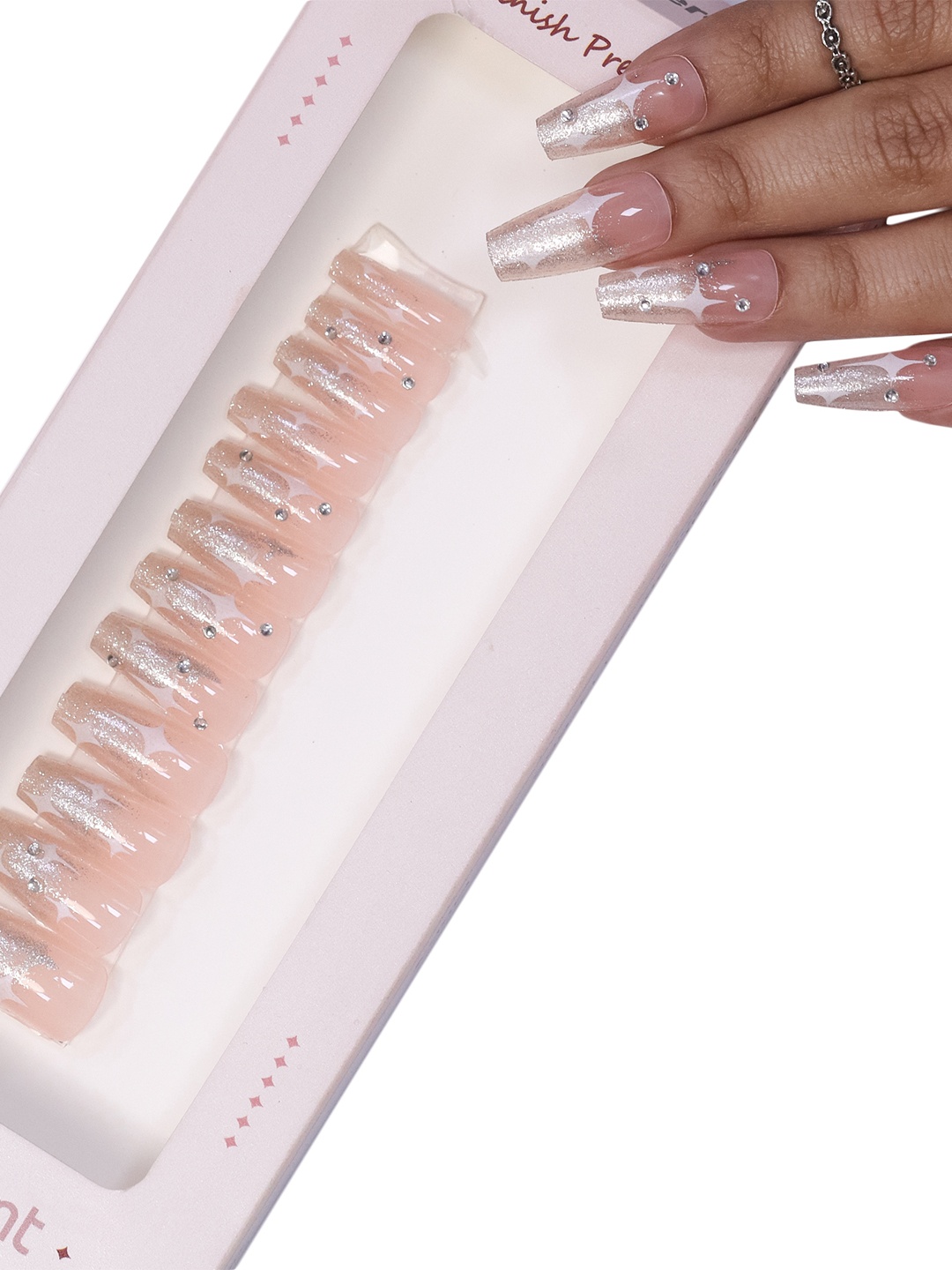 

BEROMT 12 Pcs Long-Lasting Reusable Lightweight Salon Finish Press on Nail Tips- Shade 741, Pink