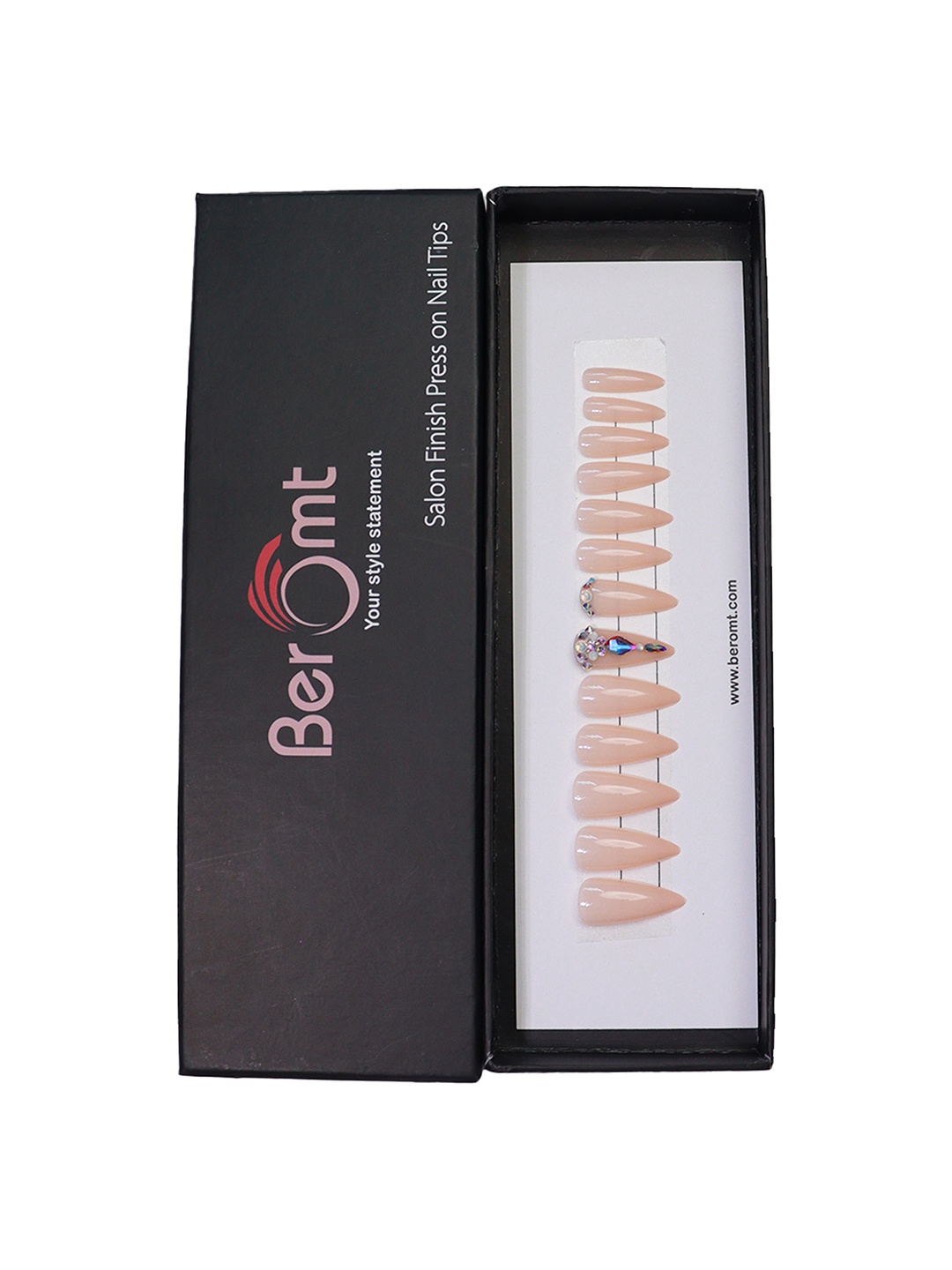 

BEROMT Salon Finish Bridal & Party Press-On False Nail Tips Kit - Shade 656, Nude