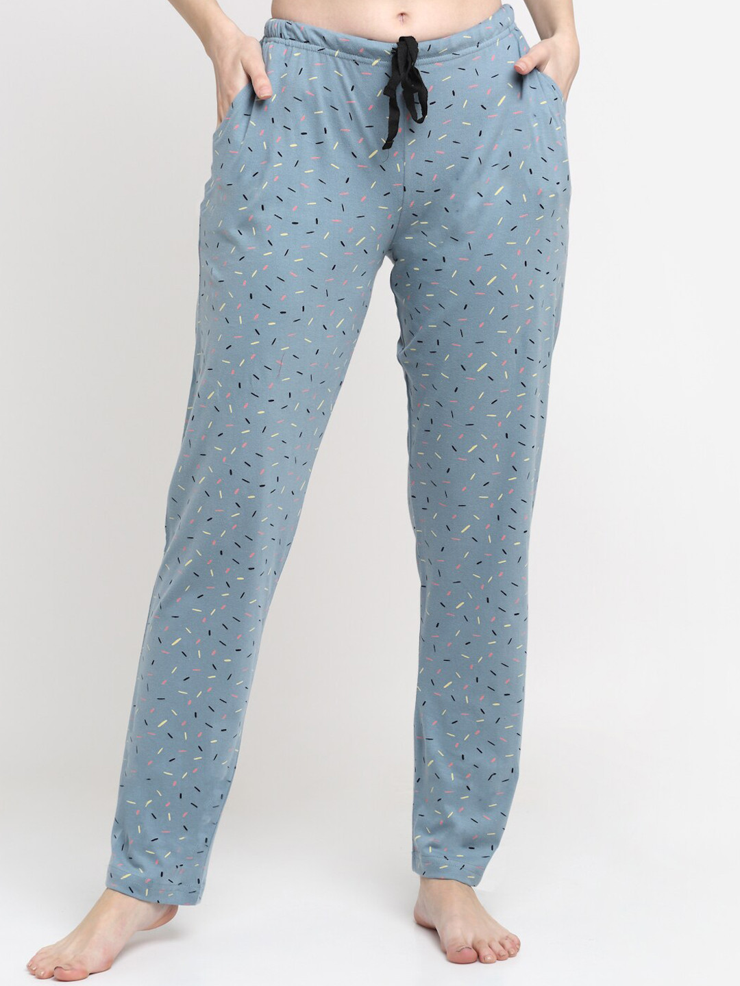 

Kanvin Women Blue Printed Pure Cotton Lounge Pants