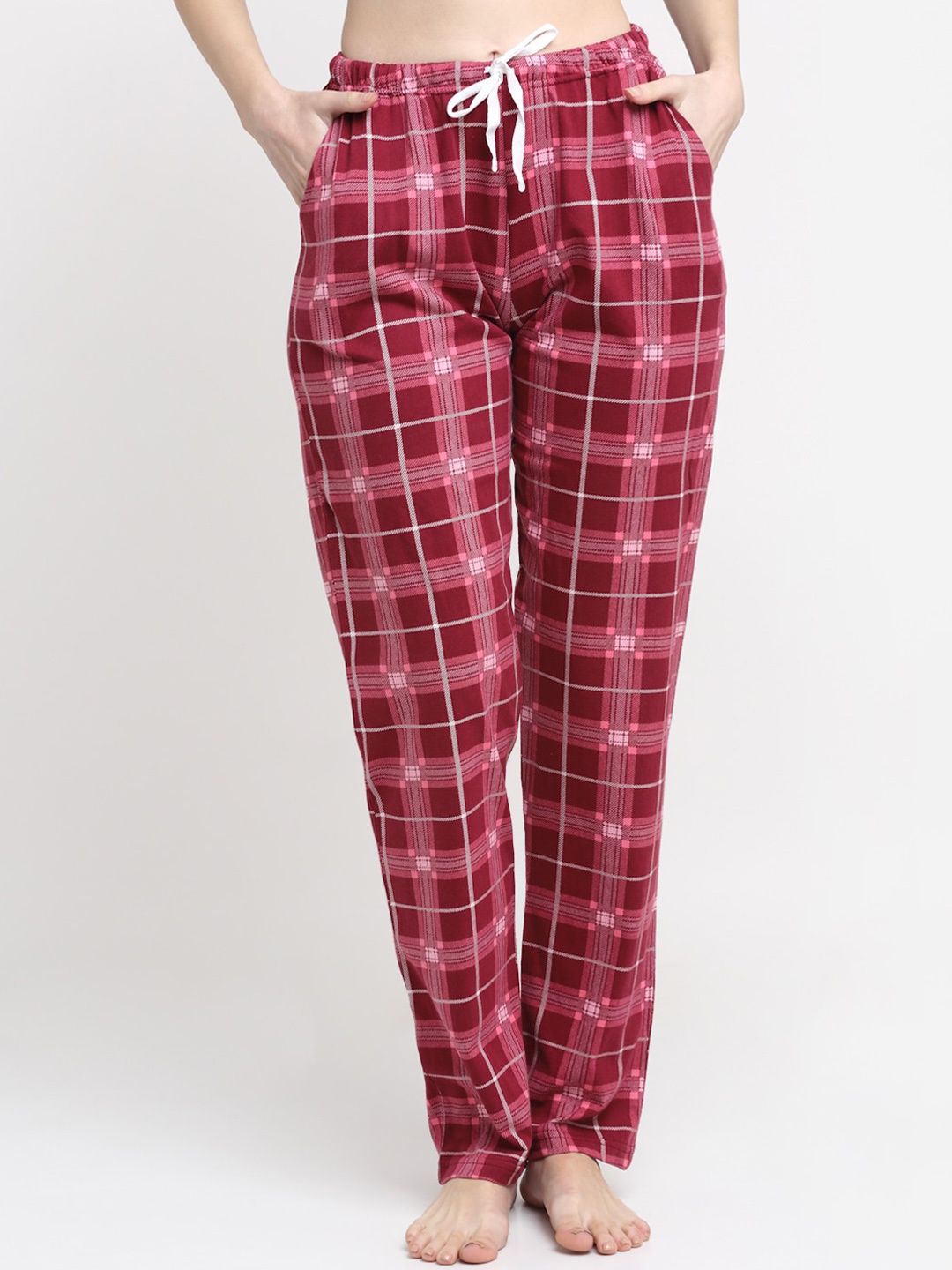 

Kanvin Women Red Checked Cotton Lounge Pants