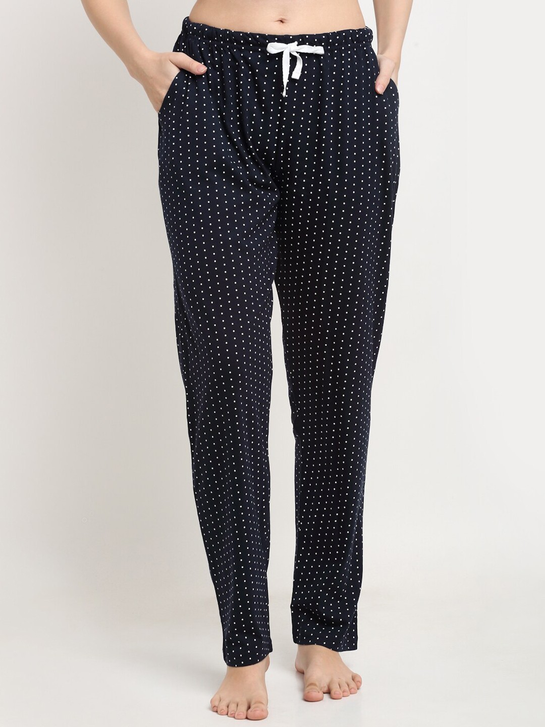 

Kanvin Women Navy Blue Printed Cotton Lounge Pants