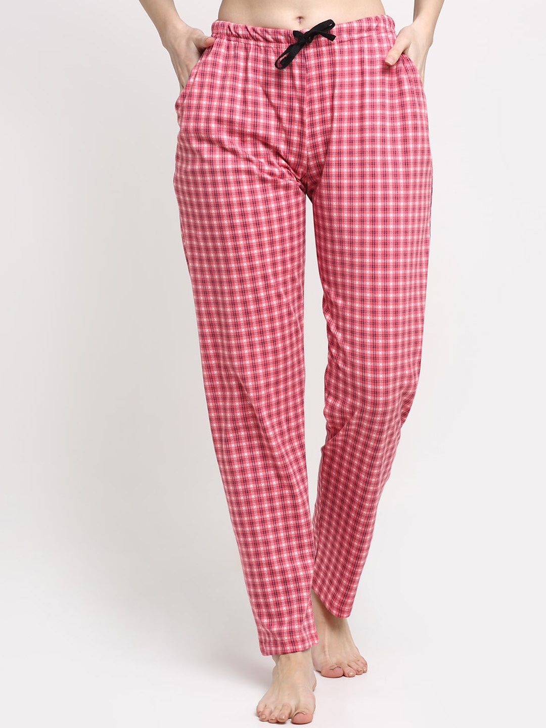 

Kanvin Women Pink Checked Cotton Lounge Pants