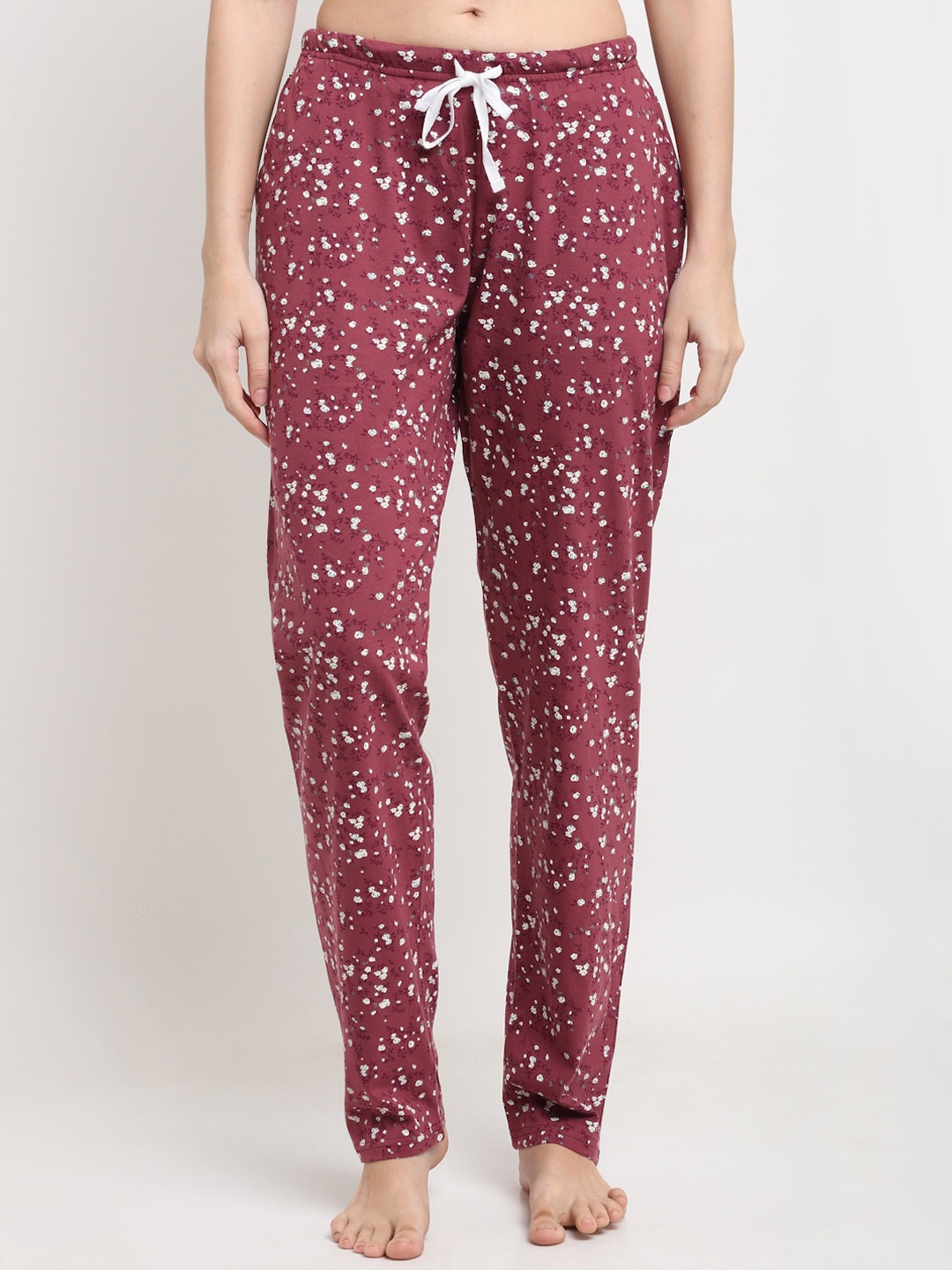 

Kanvin Women Maroon Floral Print Cotton Lounge Pants