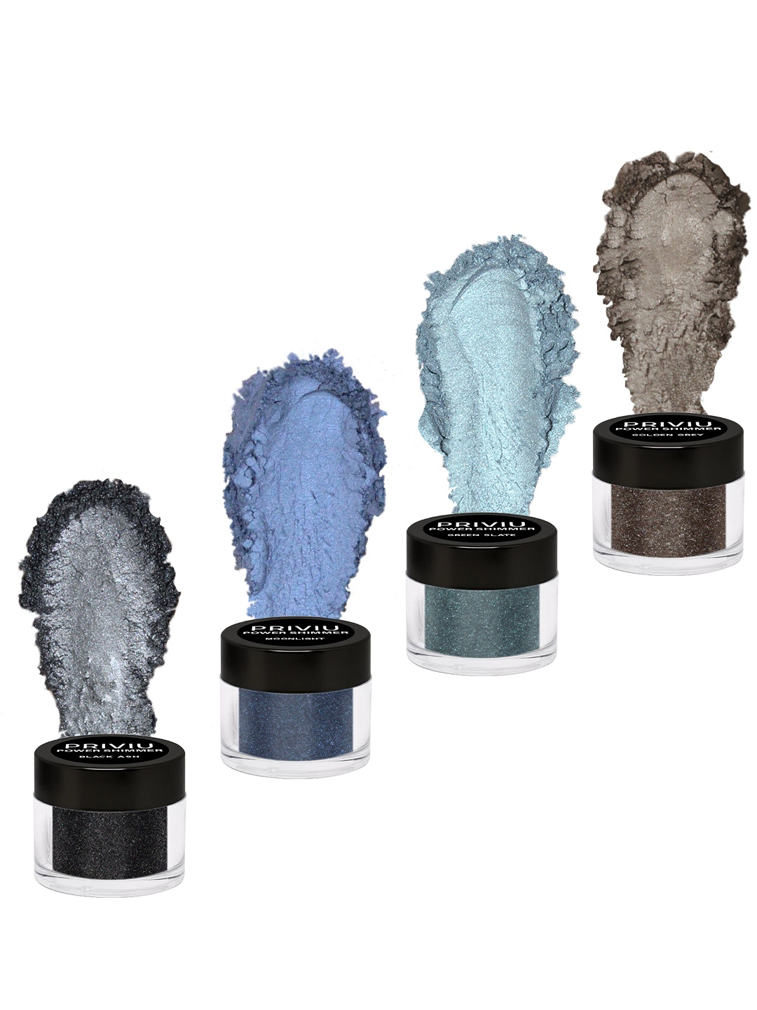 

PRIVIU Set of 4 Power Shimmer Eyeshadow - Smokey Vibes, Blue