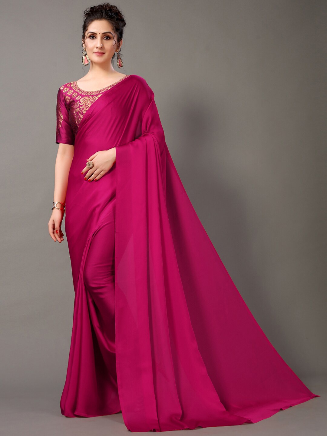 

HRITIKA Magenta Satin Saree