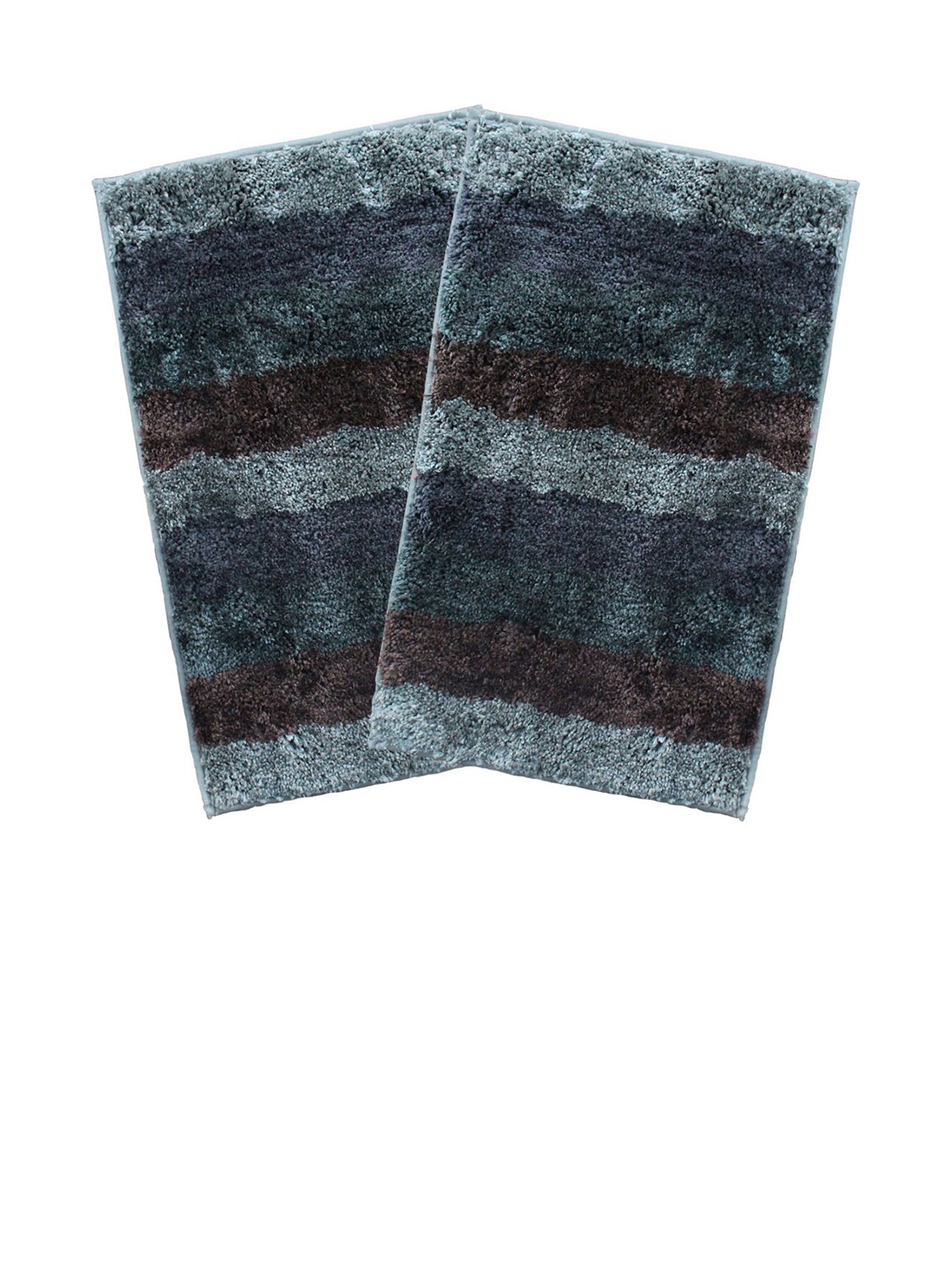 

LUXEHOME INTERNATIONAL Set of 2 Blue Striped Anti-Skid Doormats