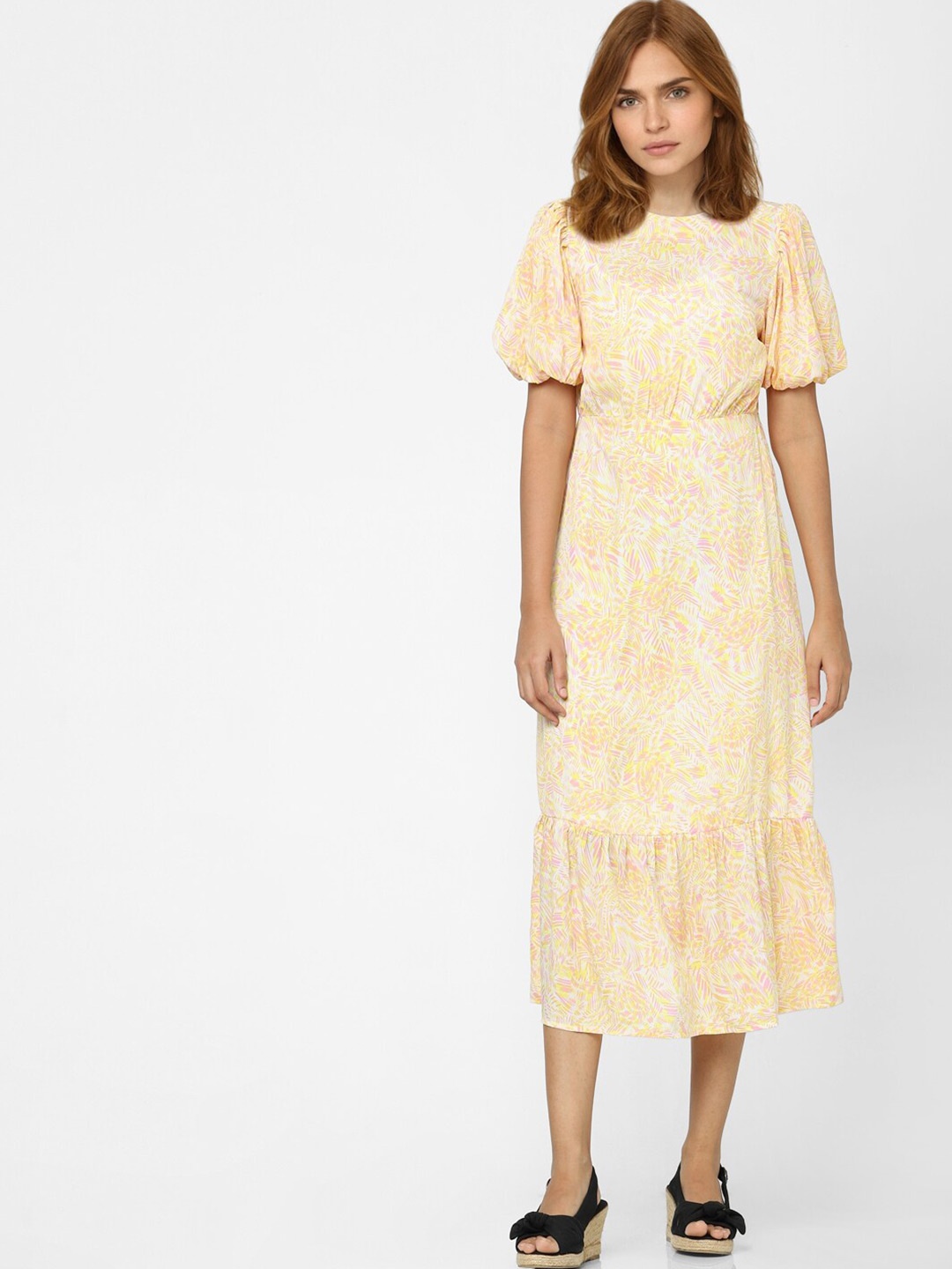 

Vero Moda Yellow A-Line Midi Dress