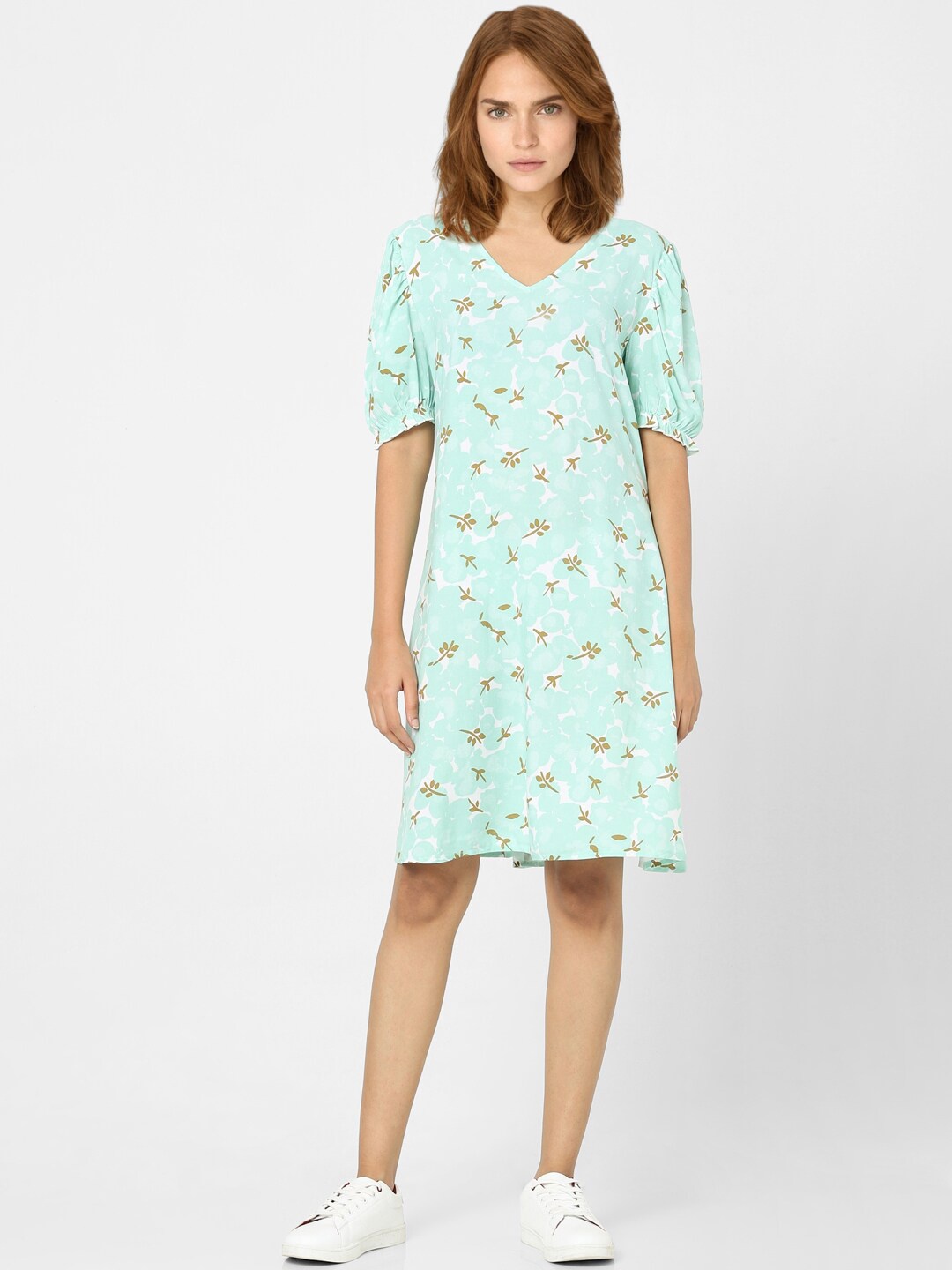 

Vero Moda Green Floral A-Line Dress