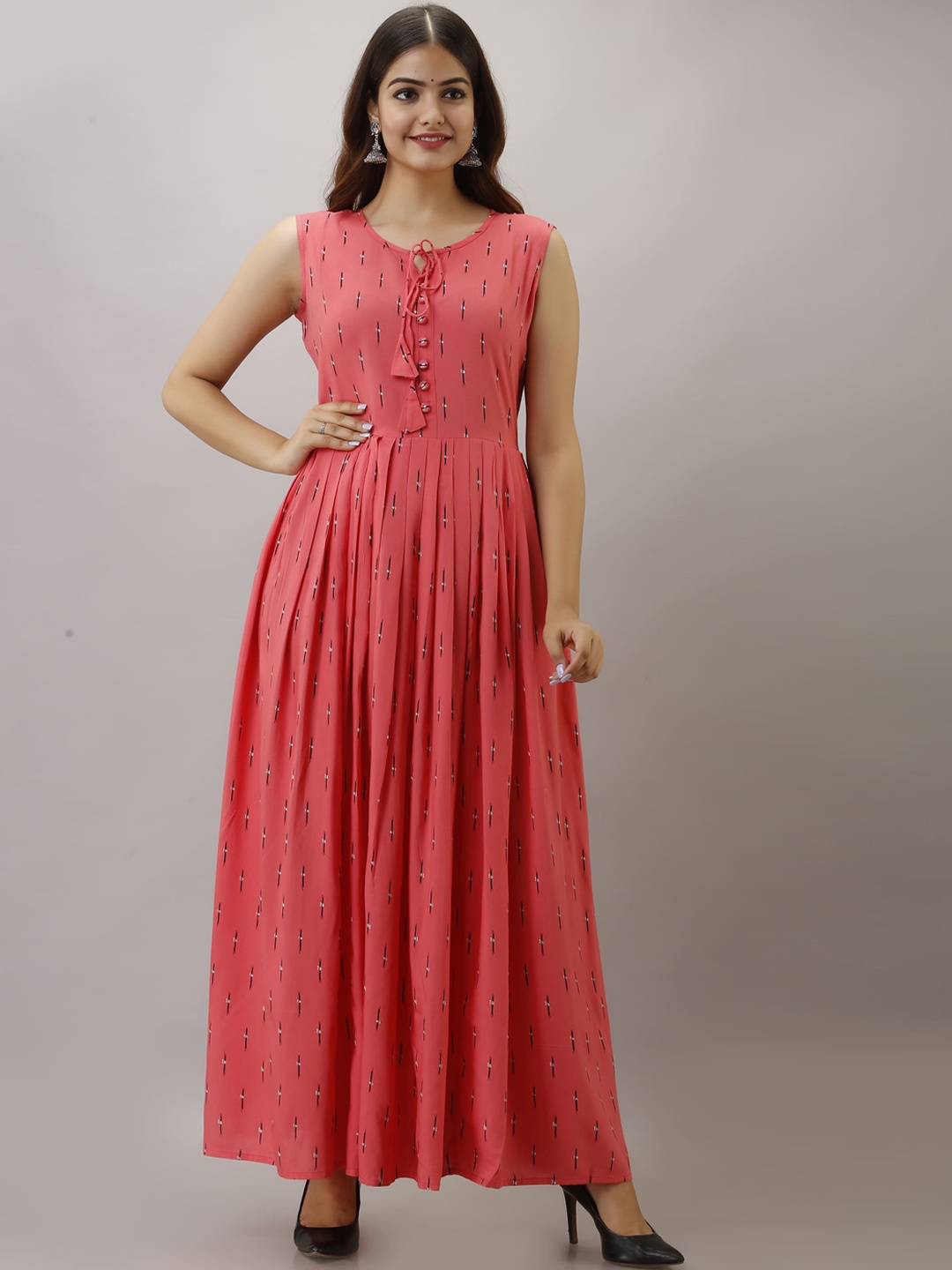 

KIMAYRA Women Peach-Coloured Anarkali Kurta