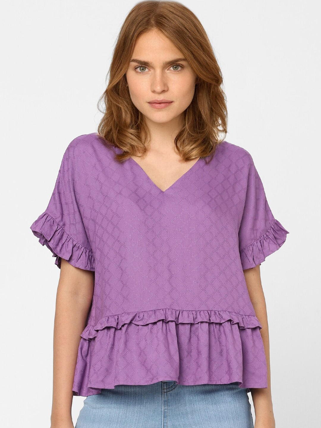 

Vero Moda Purple Extended Sleeves Peplum Top