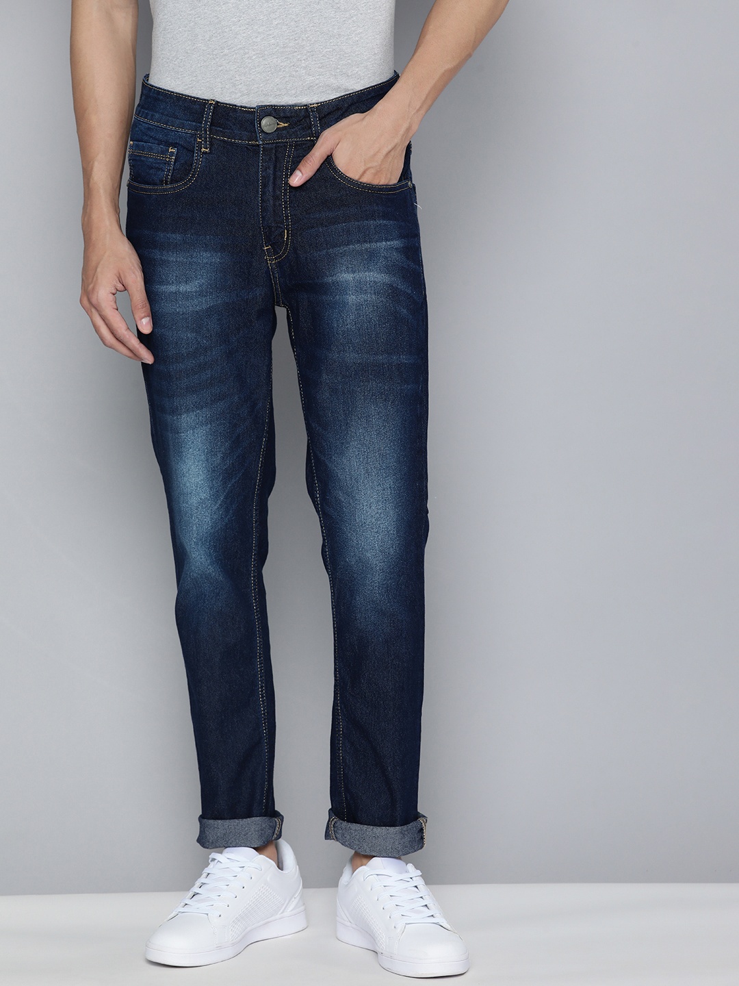 

Mast & Harbour Men Blue Skinny Fit Heavy Fade Stretchable Jeans