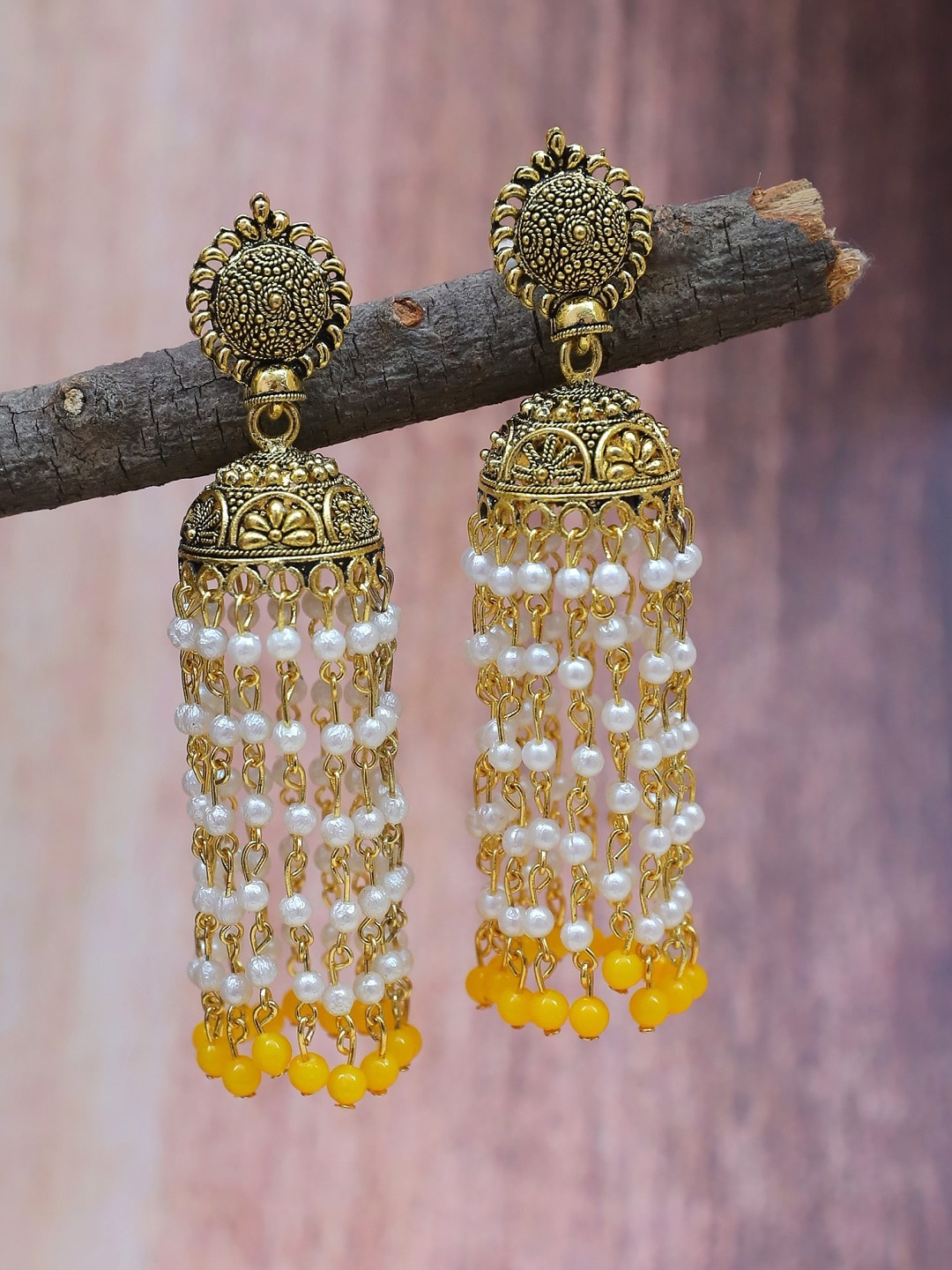 

Crunchy Fashion Yellow Contemporary Jhumkas Earrings