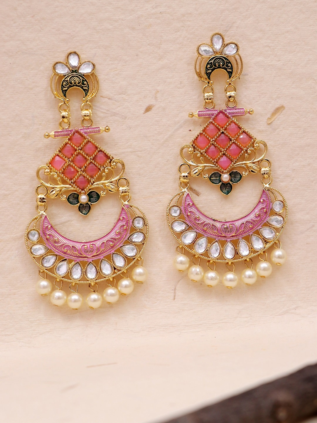 

Crunchy Fashion Pink Contemporary Chandbalis Earrings