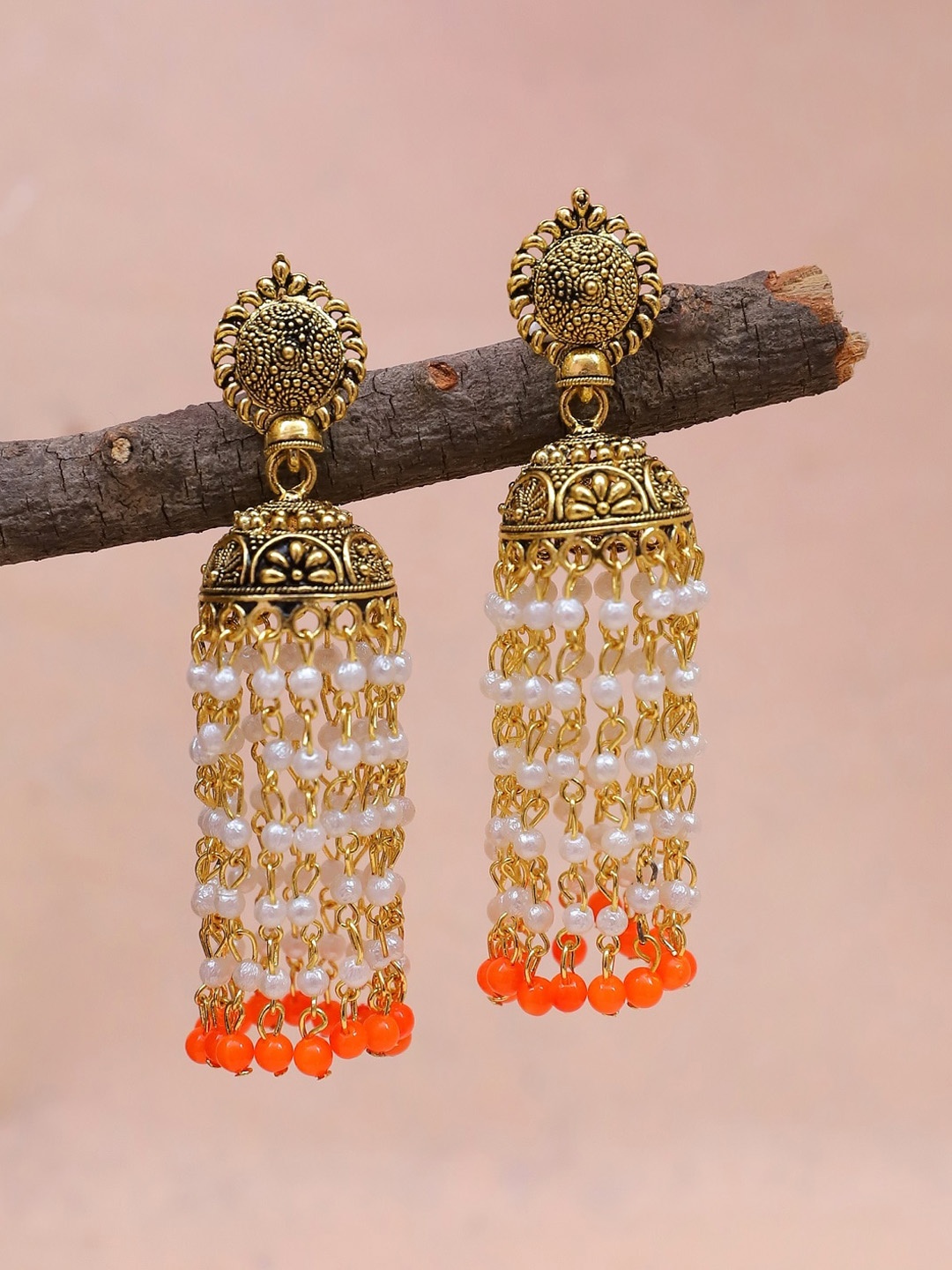 

Crunchy Fashion Orange Contemporary Jhumkas Earrings
