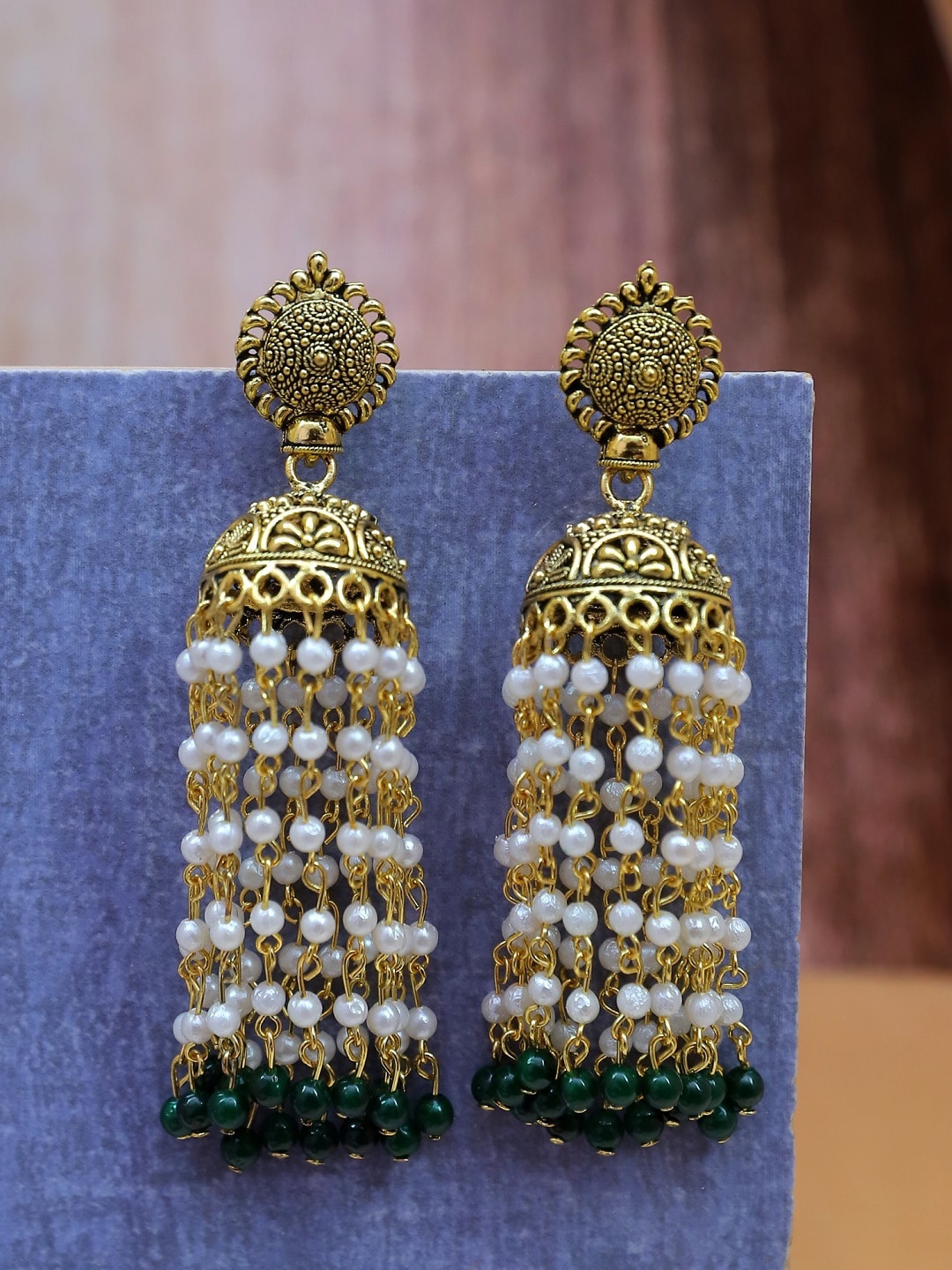 

Crunchy Fashion Green Contemporary Jhumkas Earrings