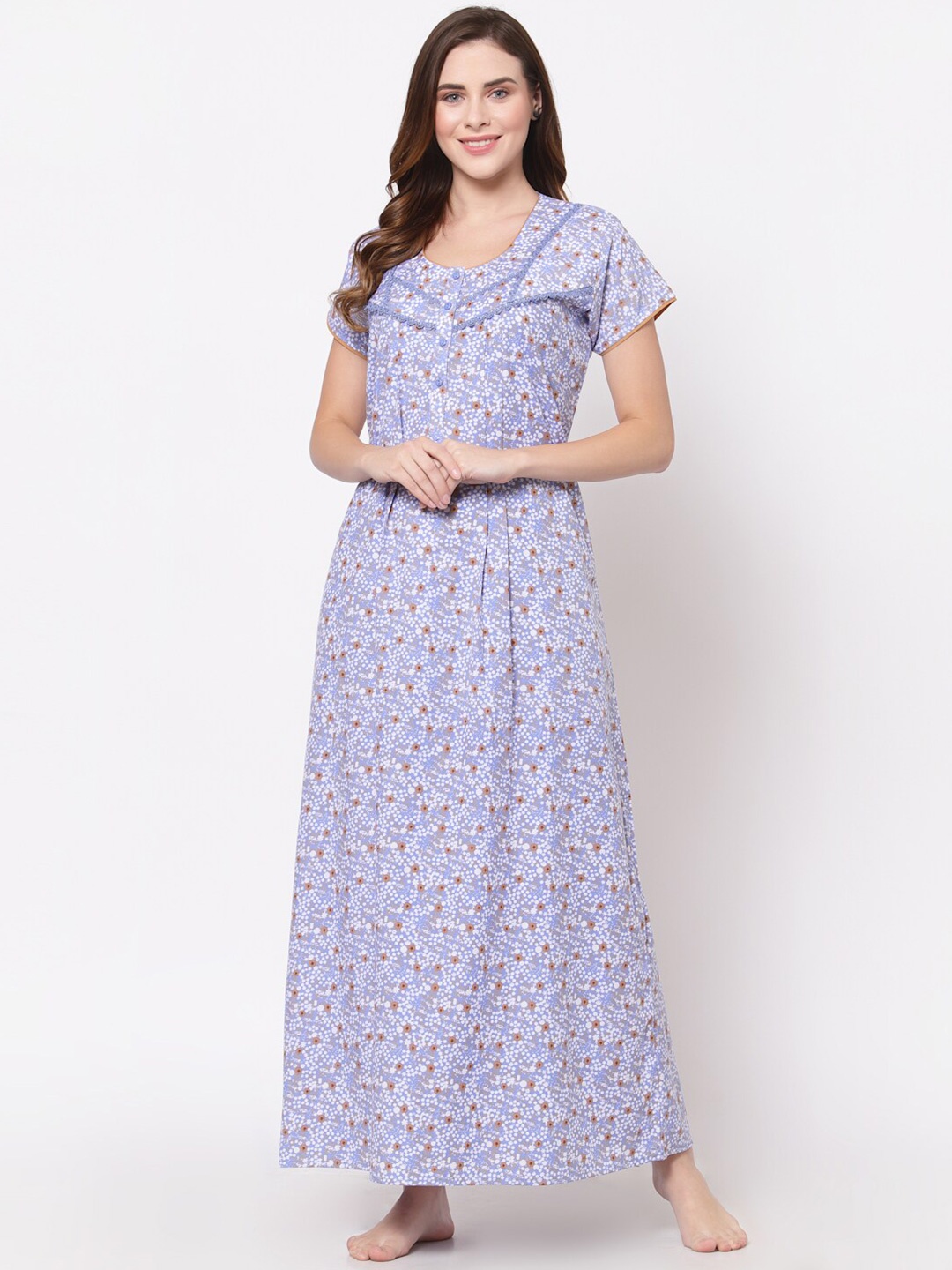

Sweet Dreams Blue Printed Maxi Nightdress