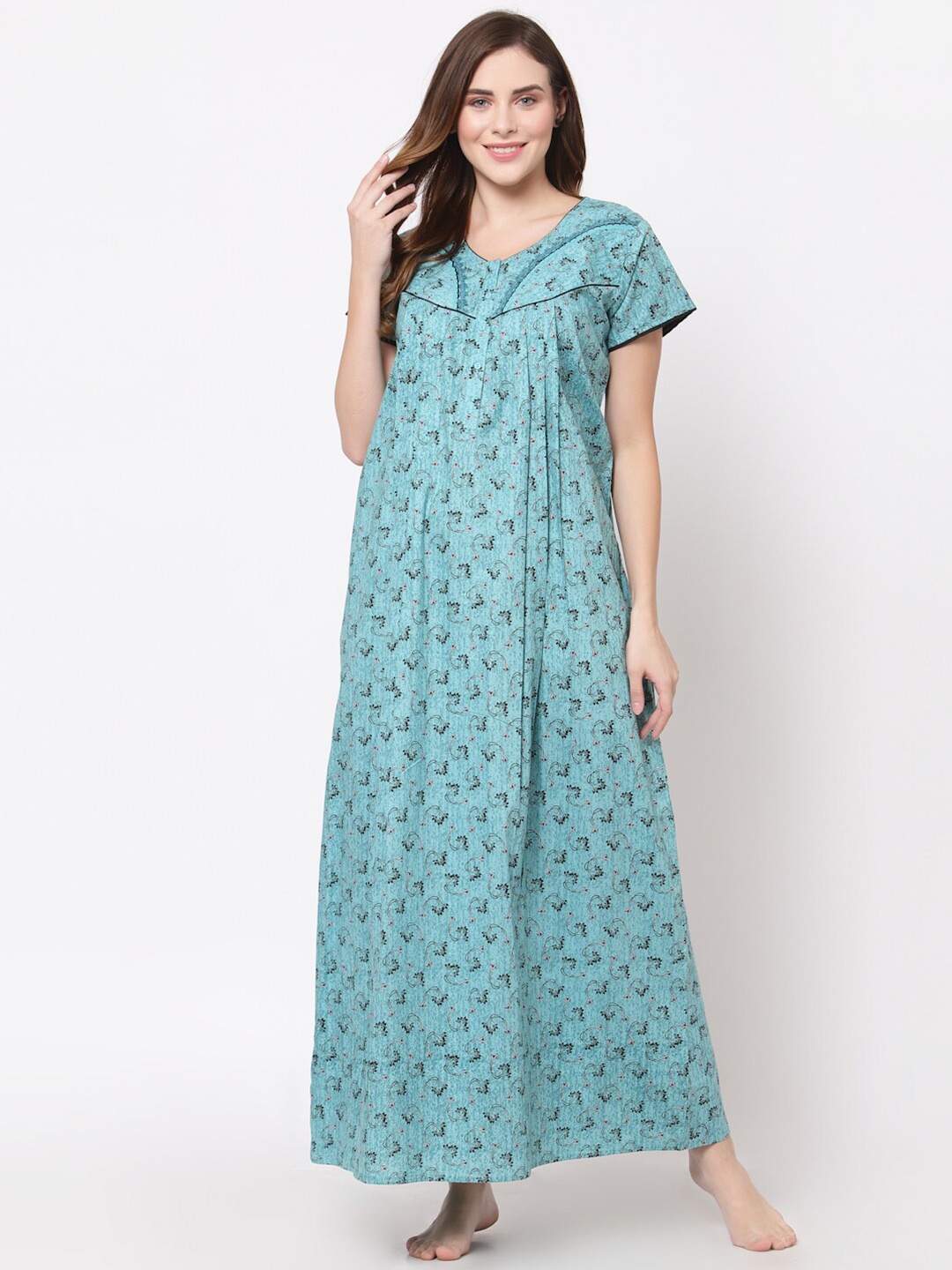 

Sweet Dreams Blue Printed Maxi Nightdress