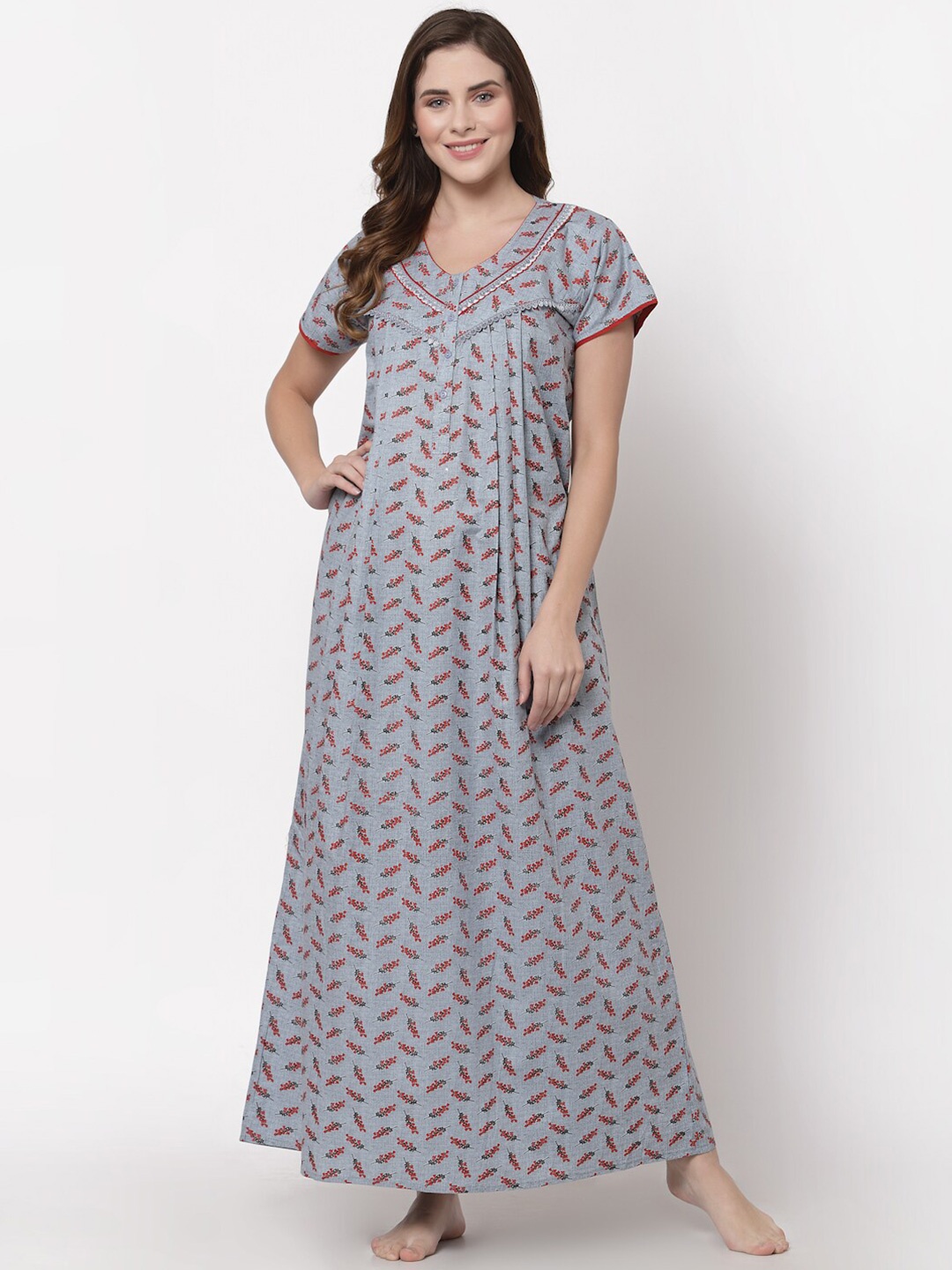 

Sweet Dreams Grey Printed Maxi Nightdress