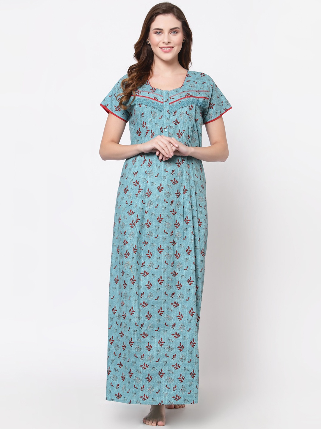

Sweet Dreams Blue Printed Maxi Nightdress