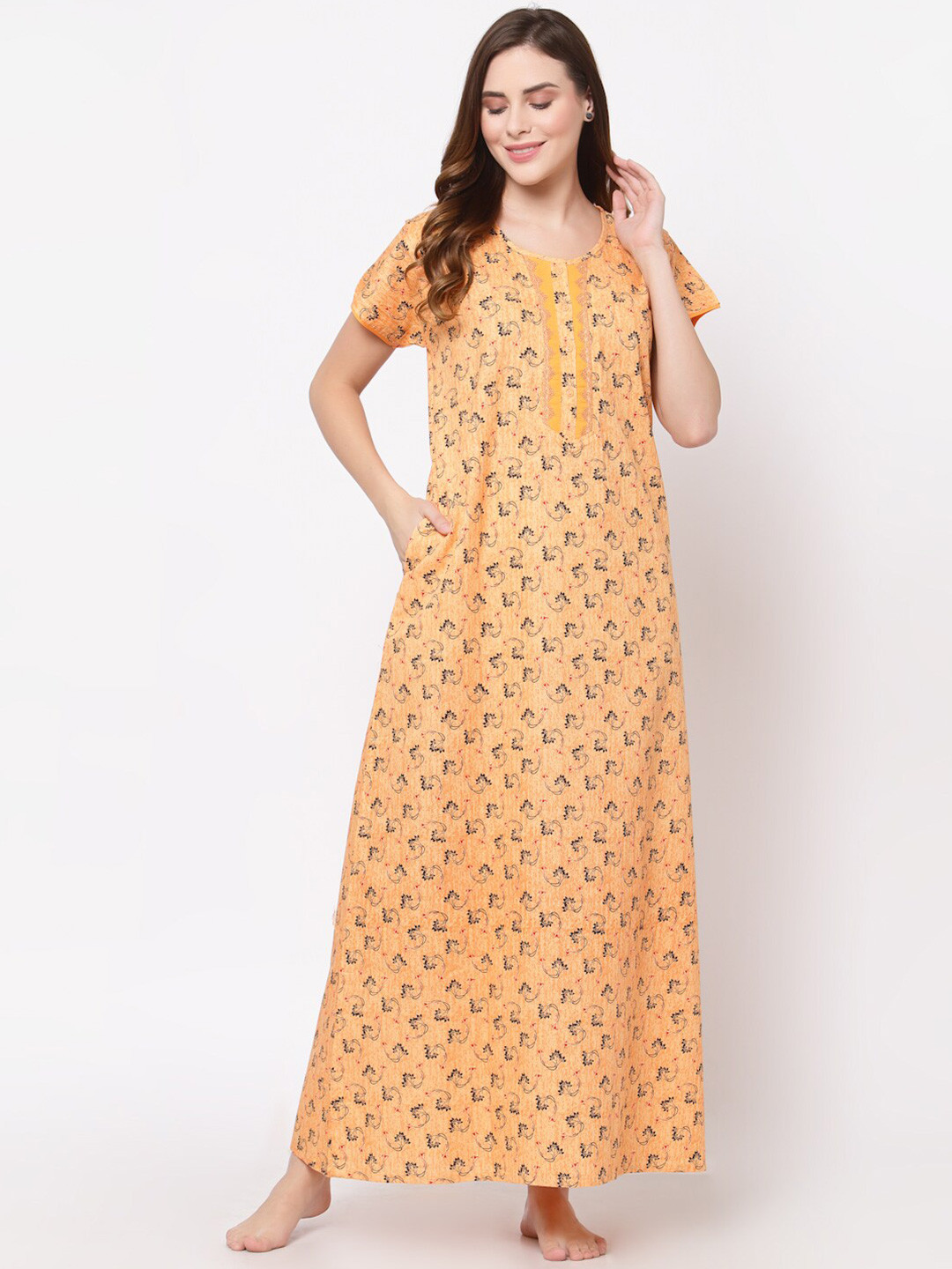 

Sweet Dreams Yellow Printed Maxi Nightdress