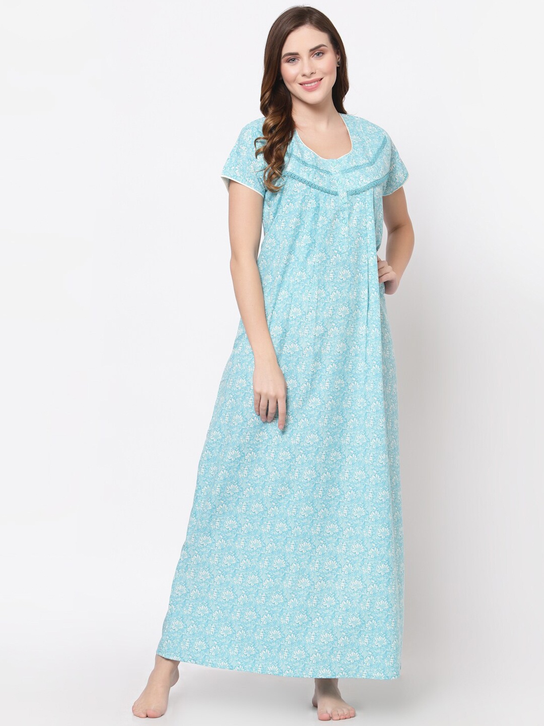 

Sweet Dreams Blue Printed Maxi Nightdress