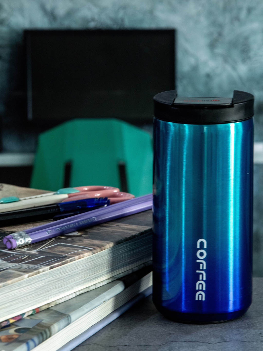 

GOODHOMES Blue Insulated Vacuum Tip Open Bottle 380ml