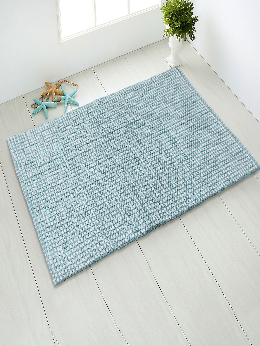 

LUXEHOME INTERNATIONAL Turquoise Blue Cotton Doormats