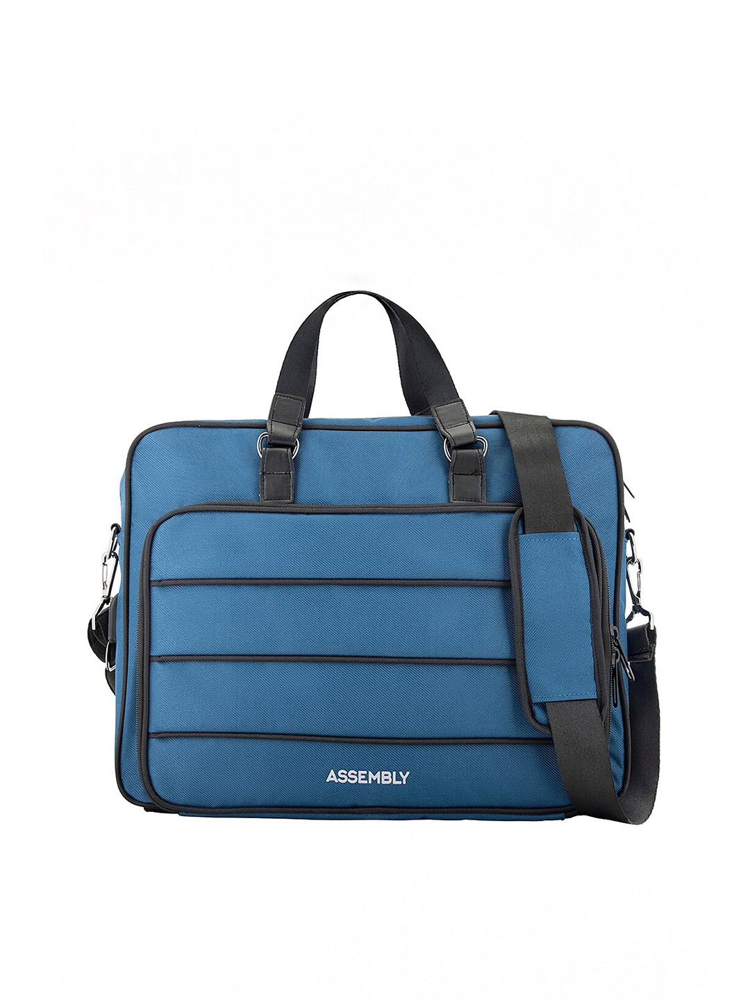 

Assembly Unisex Blue & Black Striped Laptop Bag