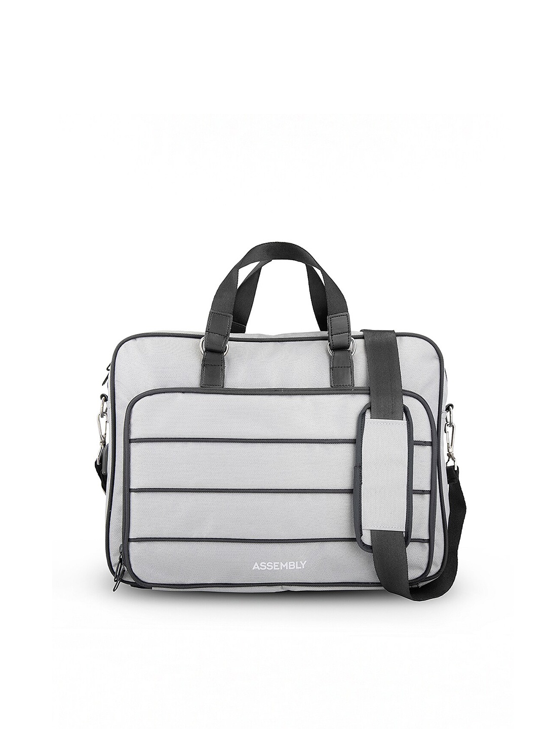 

Assembly Unisex Grey & Black Striped Laptop Bag