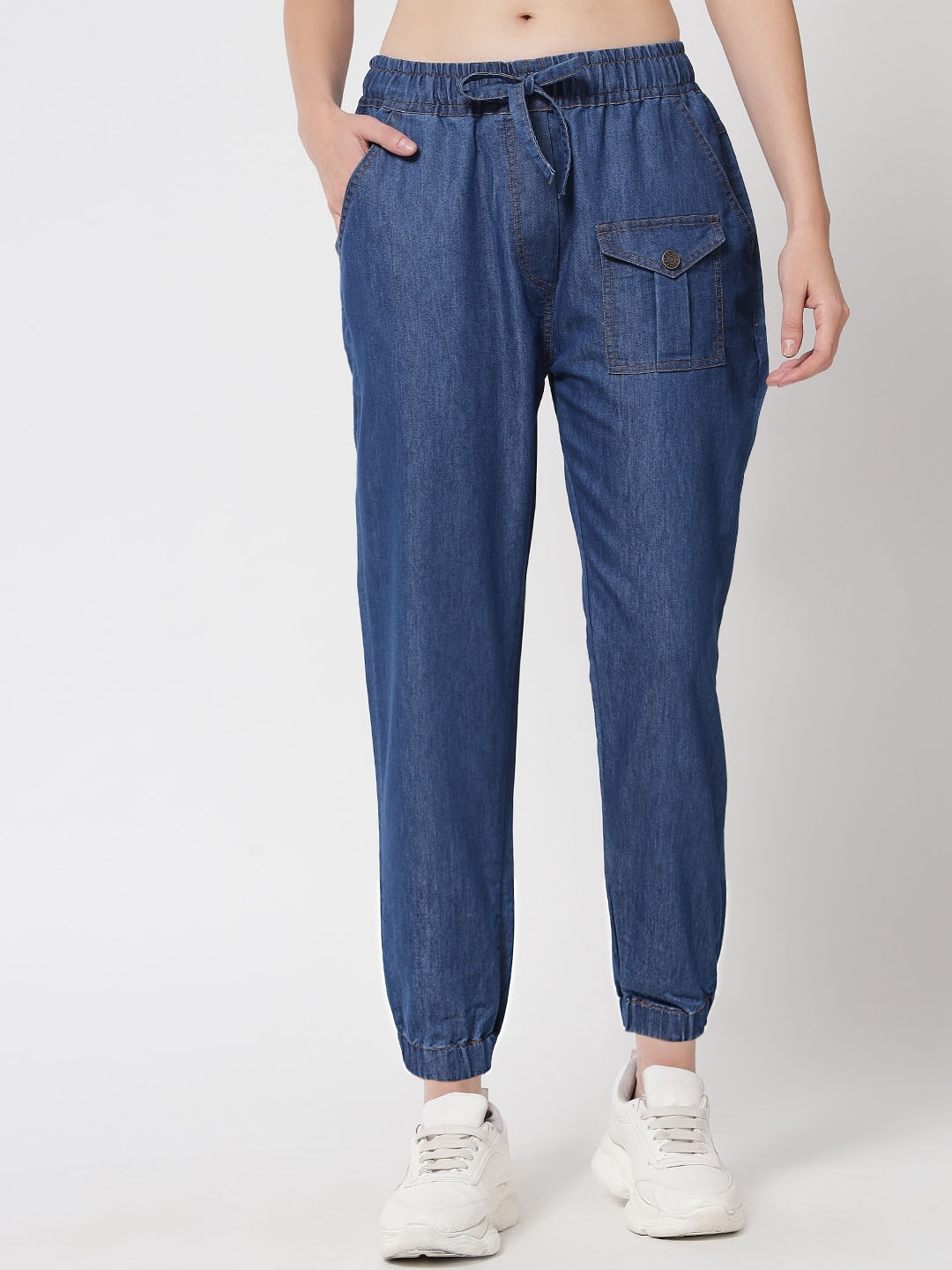 

River Of Design Jeans Women Blue Jogger High-Rise Jeans
