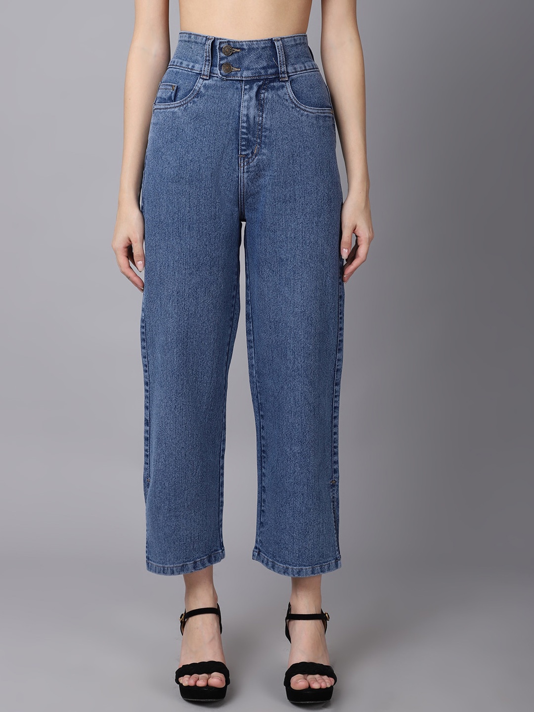 

River Of Design Jeans Women Blue Wide Leg High-Rise Jeans