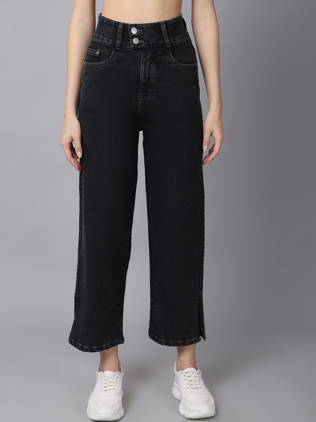 

River Of Design Jeans Women Charcoal Wide Leg High-Rise Jeans