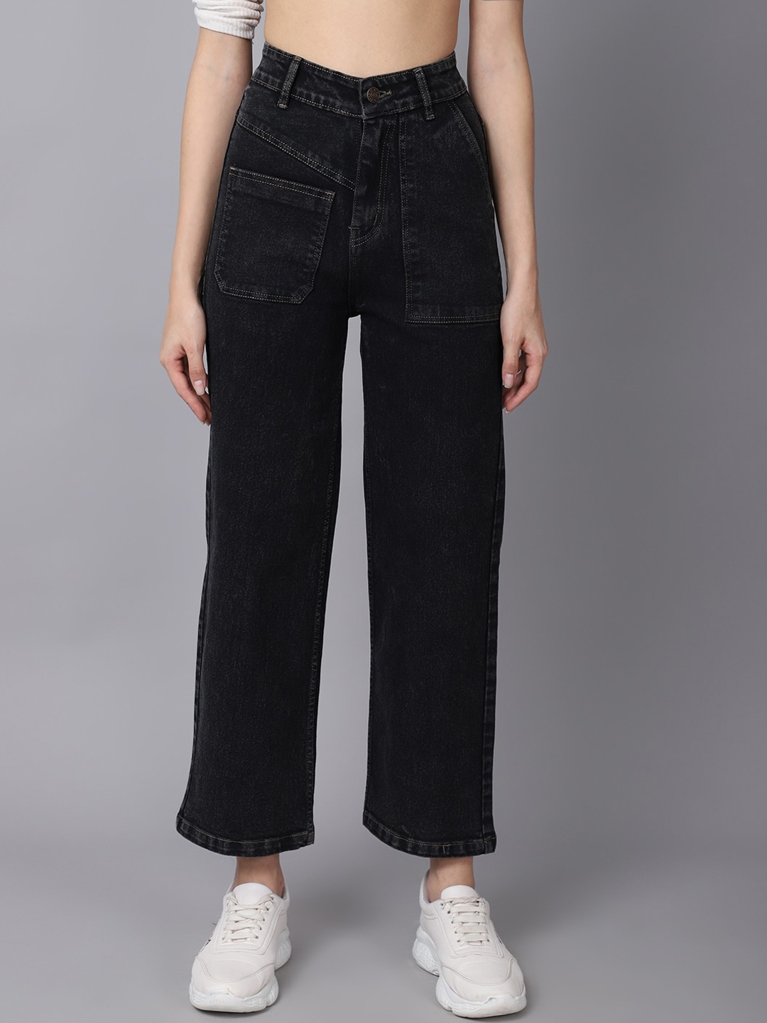 

River Of Design Jeans Women Charcoal Wide Leg High-Rise Jeans