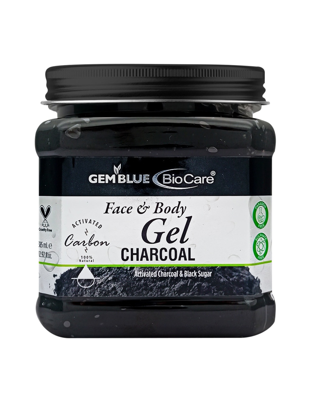 

GEMBLUE BioCare Paraben Free Charcoal Face & Body Gel with Black Sugar - 385 ml