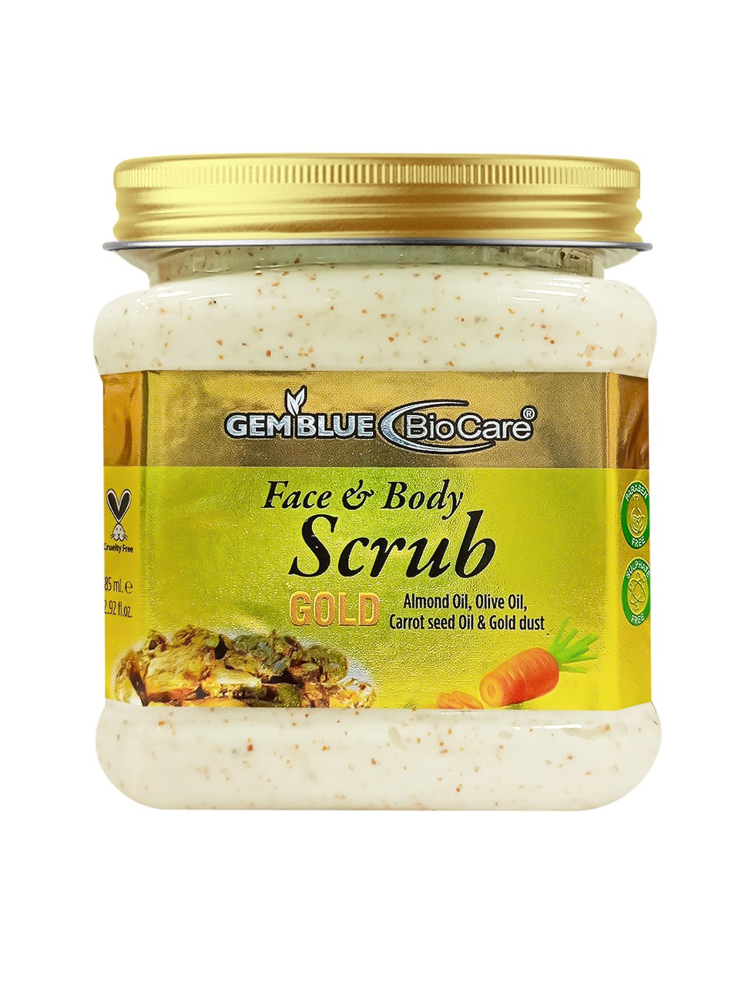 

GEMBLUE BioCare Paraben Free Gold Face & Body Scrub with Almond Oil & Olive Oil - 385 ml