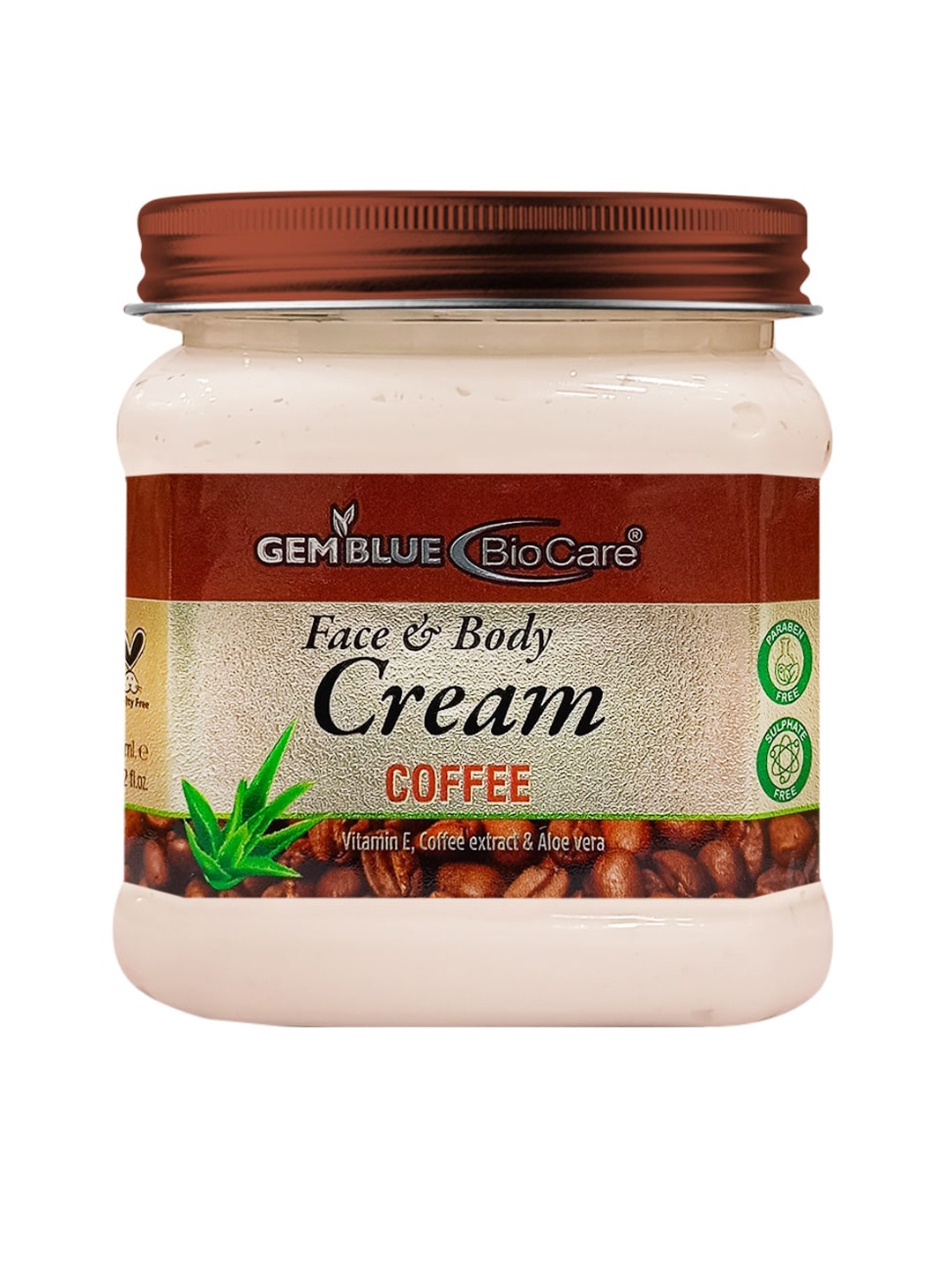 

GEMBLUE BioCare Coffee Face & Body Cream with Vitamin E & Aloe Vera - 385 ml, Brown